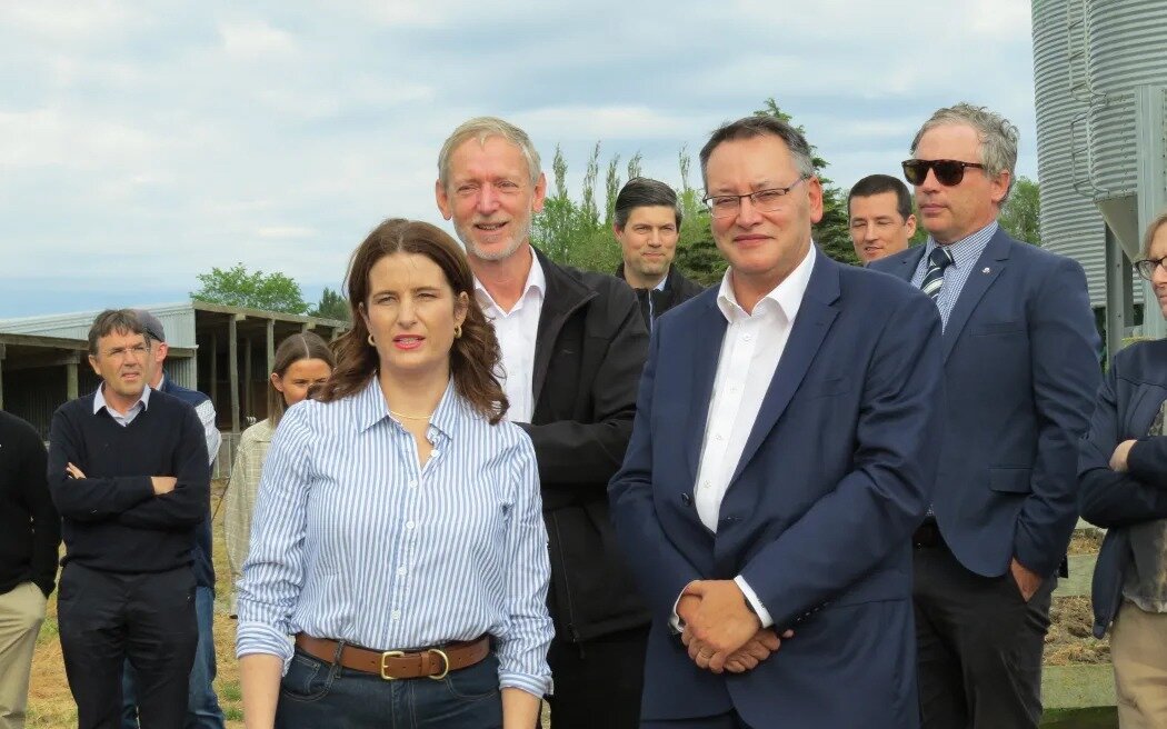  Finance Minister Nicola Willis earlier this year at a North Canterbury farm. Photo / RNZ