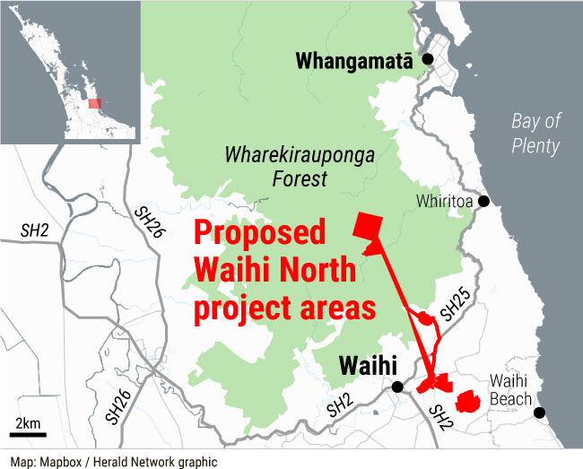 Proposed Waihi North project areas
