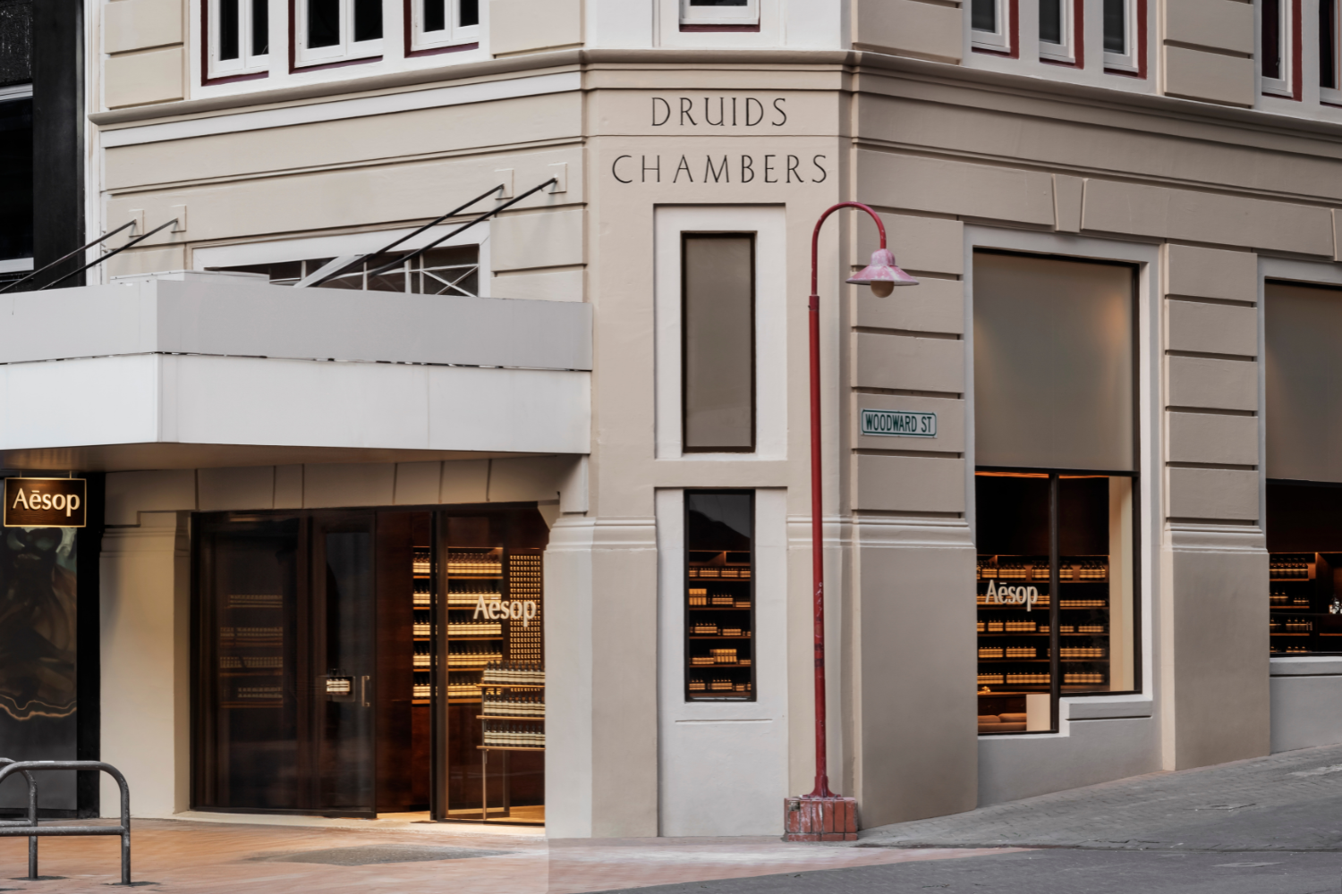 The new Aesop store sits proudly inside Woodward House on Lambton Quay. 