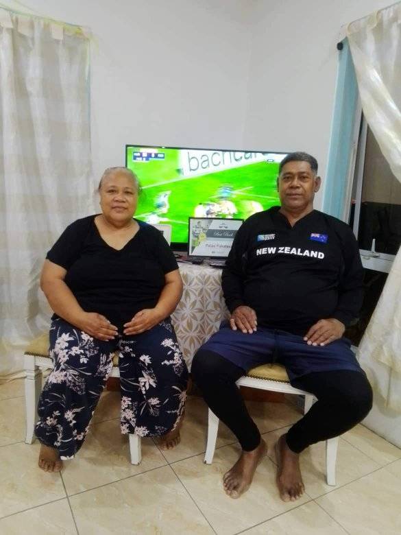 Folau Fakatava's parents, Luseane and Okusitino Fakatava are ready to watch their son play his first All Blacks match tonight. Photo / Supplied