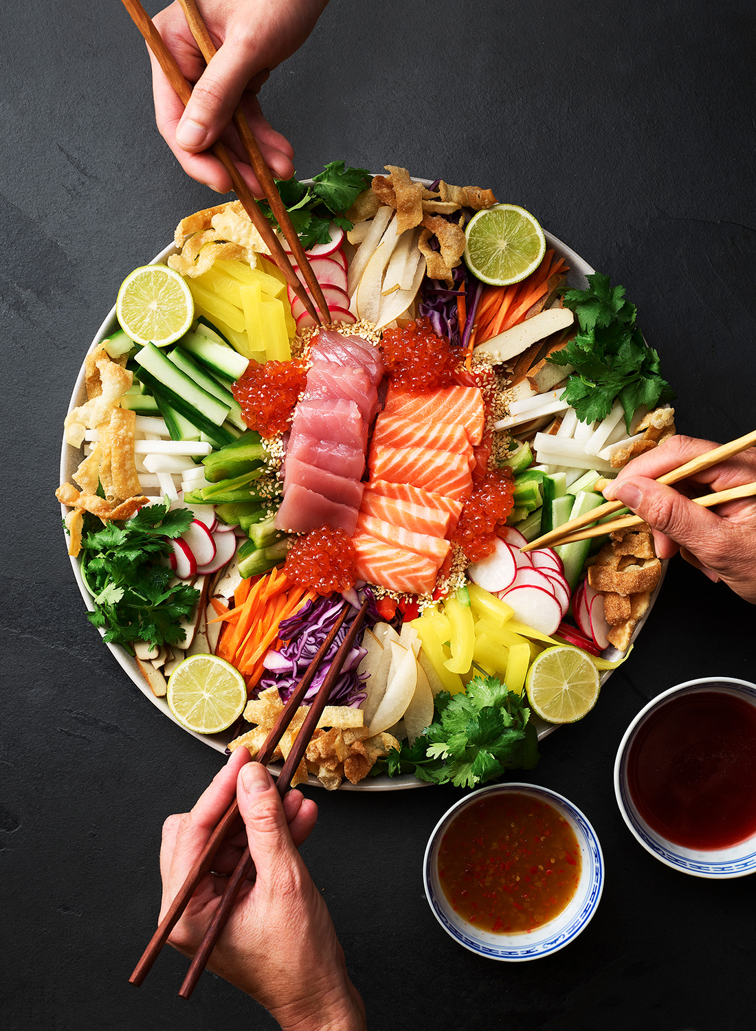 This celebratory salad encourages a sense of excitement around a table (and on top of a tarp). Photo / Melanie Jenkins