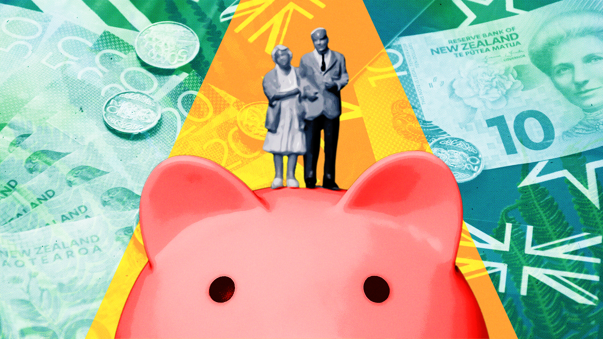 With KiwiSaver, higher earners contribute and accumulate more. (Composition image by Vania Chandrawidjaja, 1News)