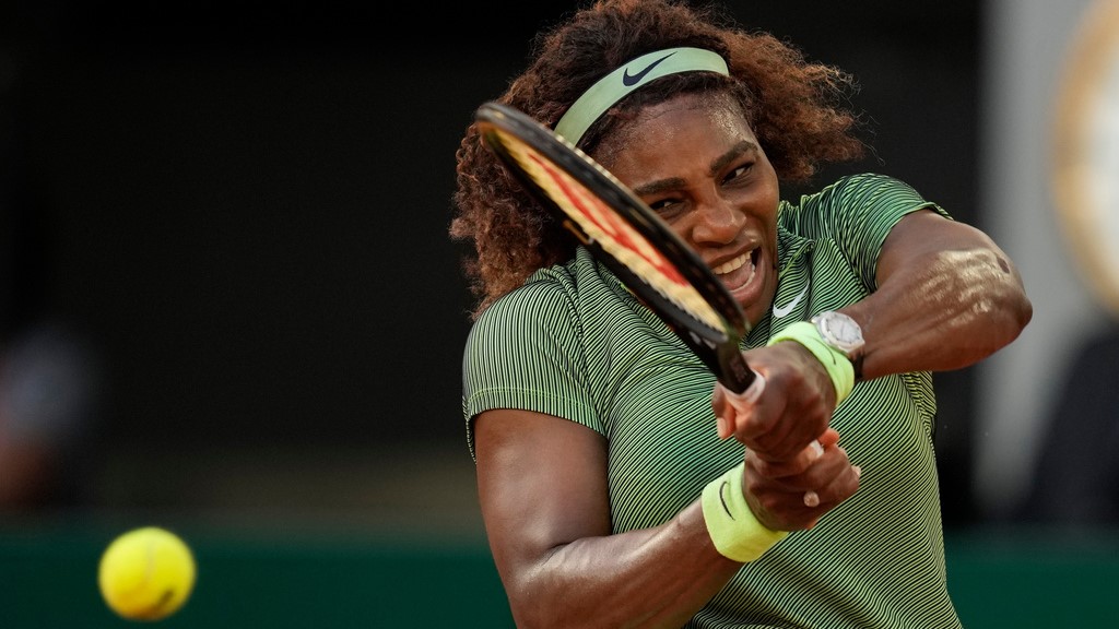United States Serena Williams plays a return to Romania's Mihaela Buzarnescu during their second round match on day four of the French Open tennis tournament at Roland Garros in Paris on June 2, 2021