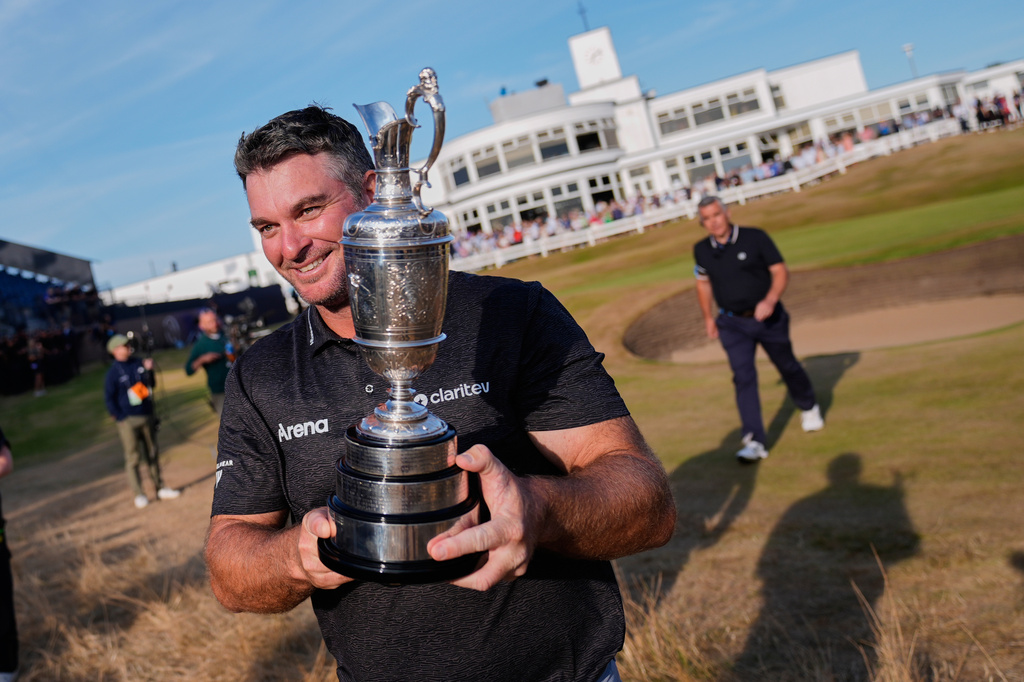 Ryan Fox of New Zealand poses with the Claret Jug trophy after winning the British Open Golf championships at Royal Birkdale