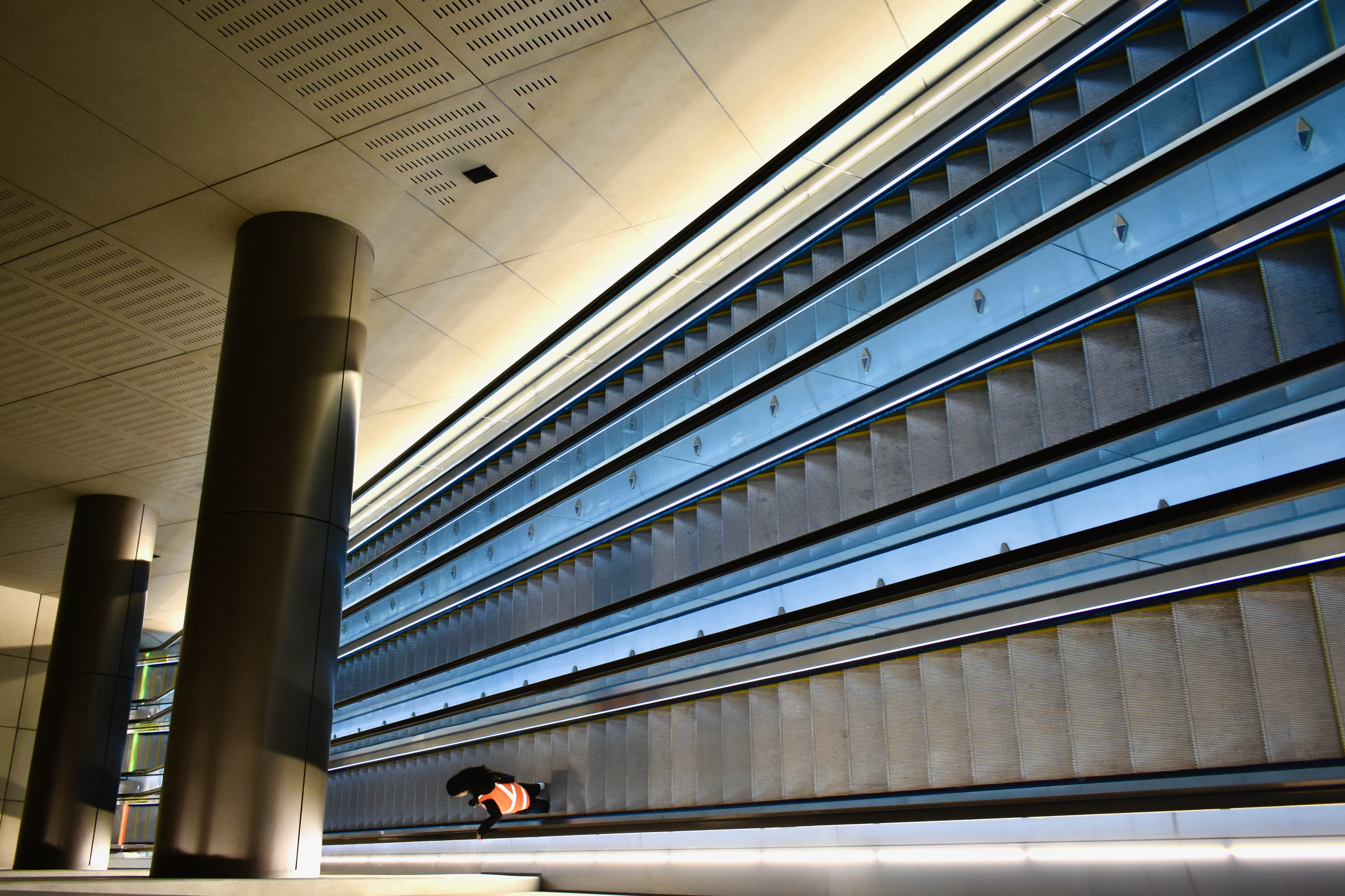 The longest escalator in New Zealand at Karanga-a-Hape station. 