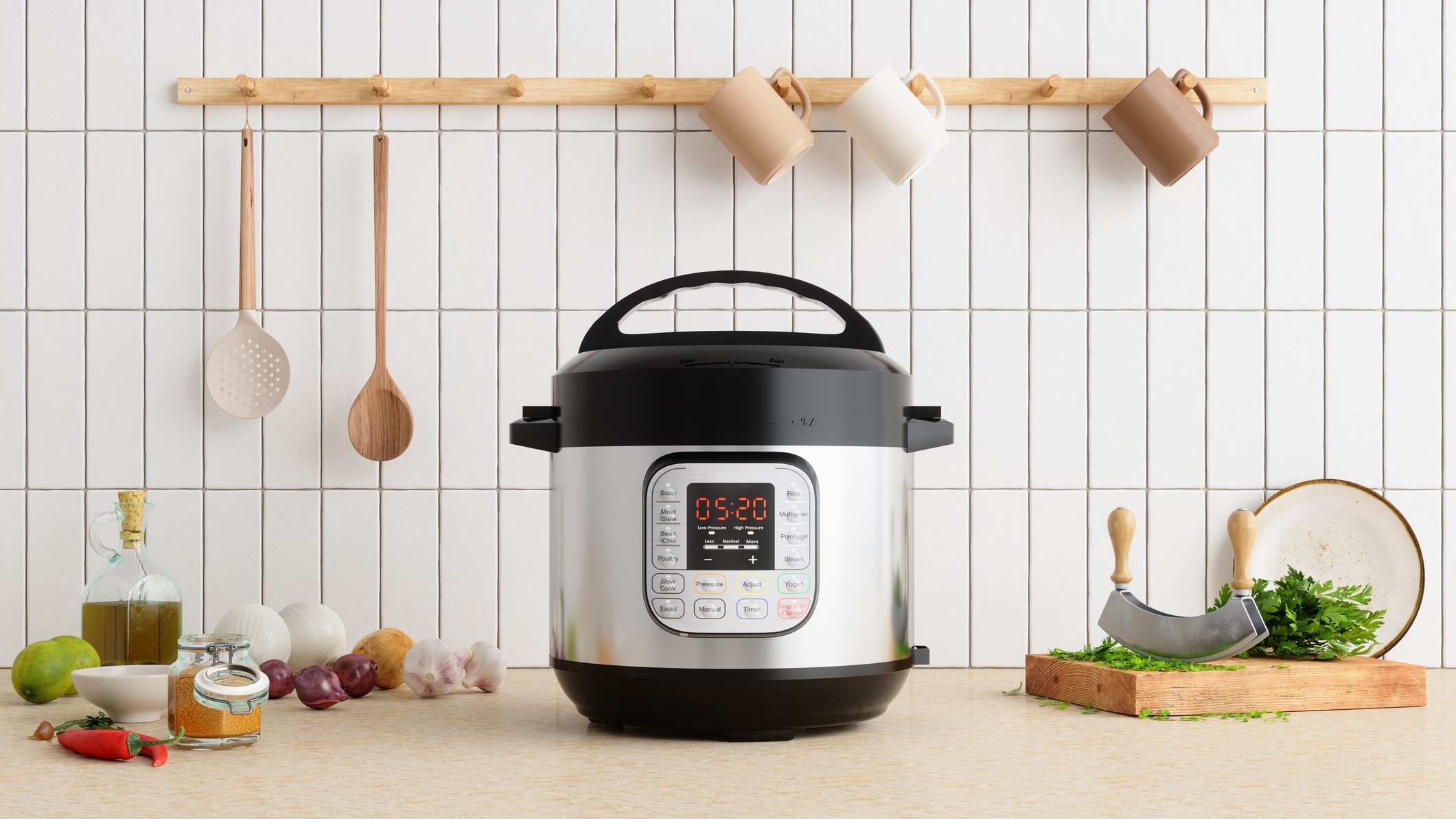 A slow cooker can have dinner on the go while you think of other things. 