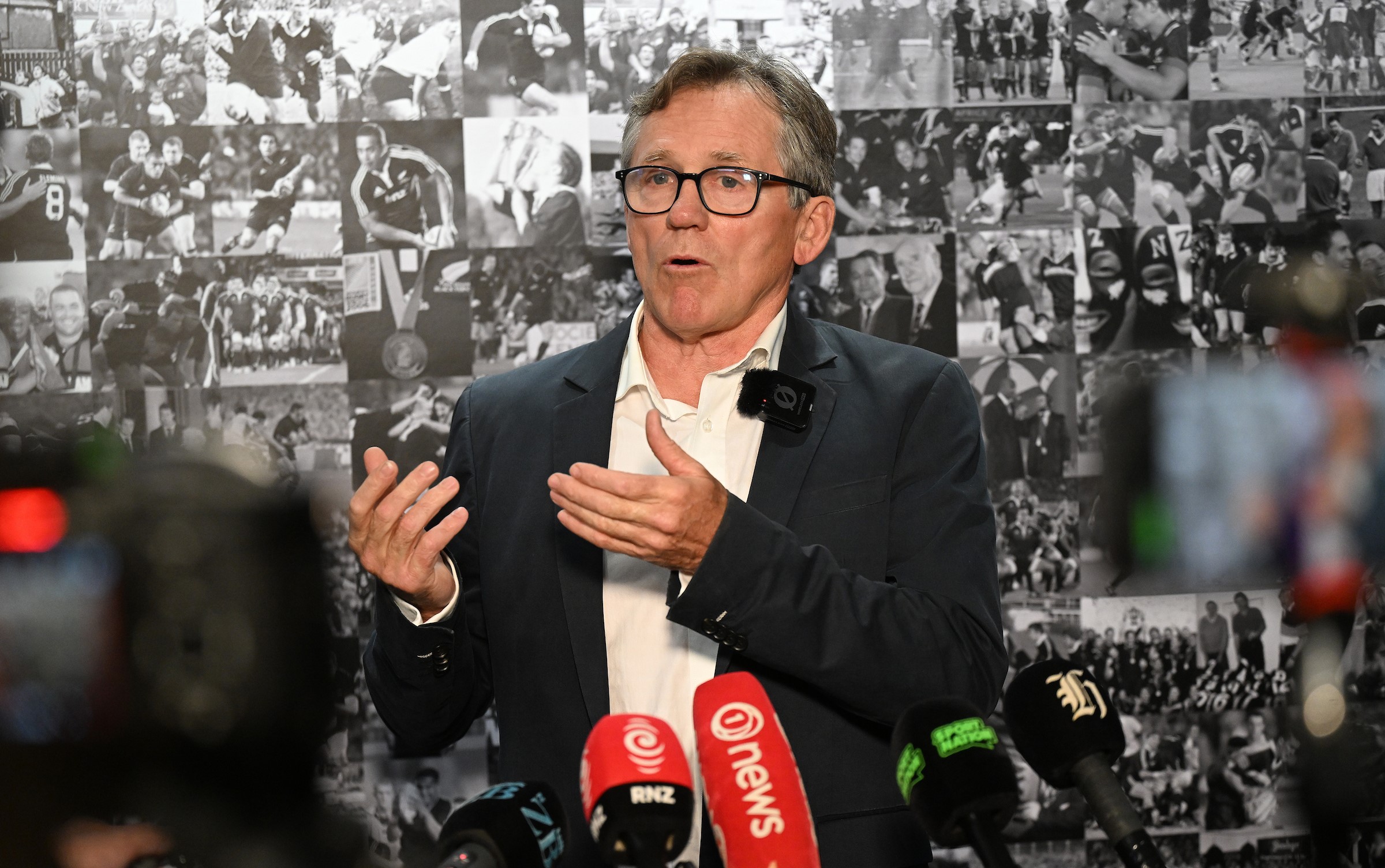 NZ Rugby chairman David Kirk speaks to the media after the dismissal of All Blacks head coach Scott Robertson.