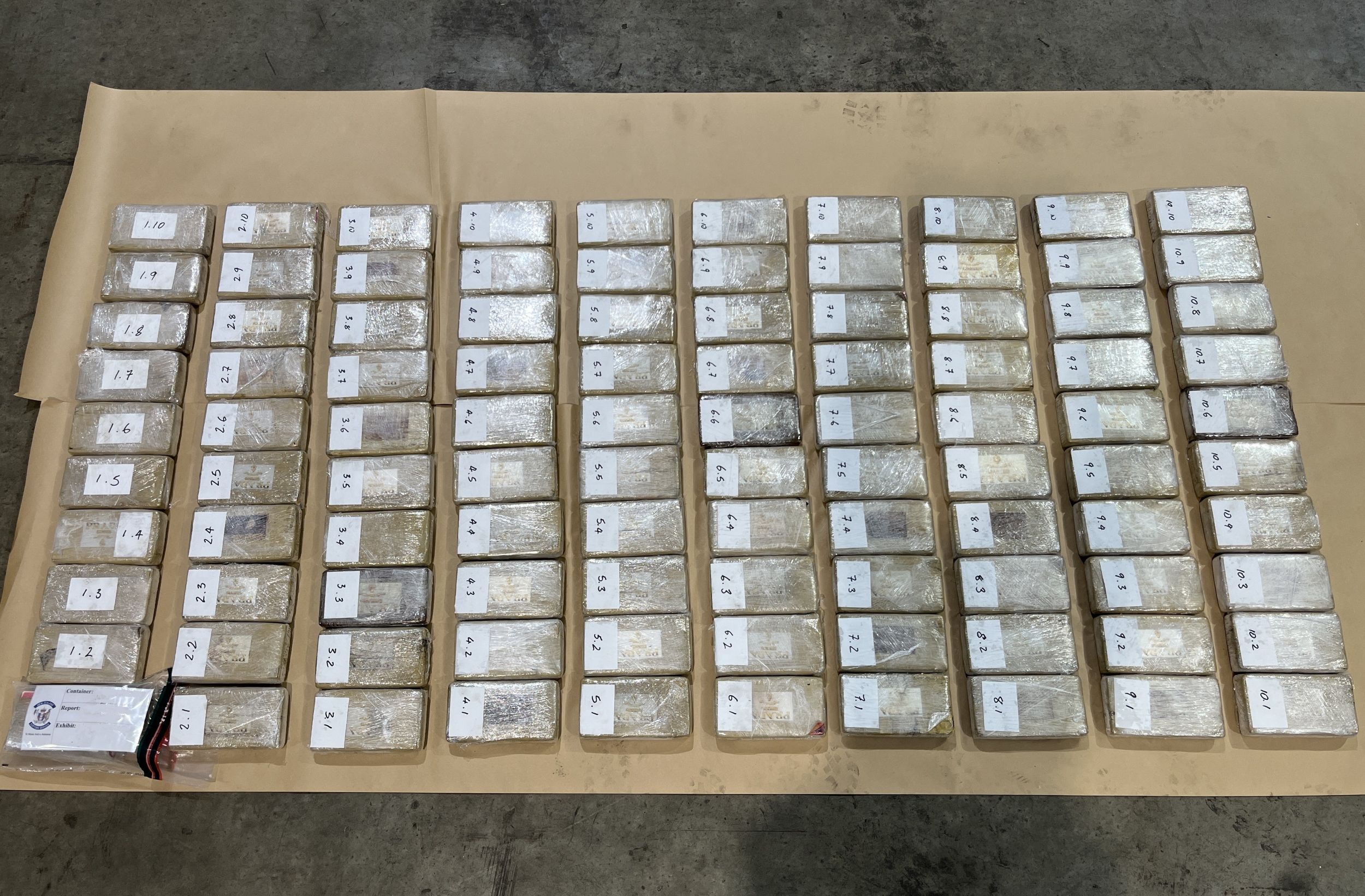 The 100 bricks of cocaine seized by Customs in Tauranga. 