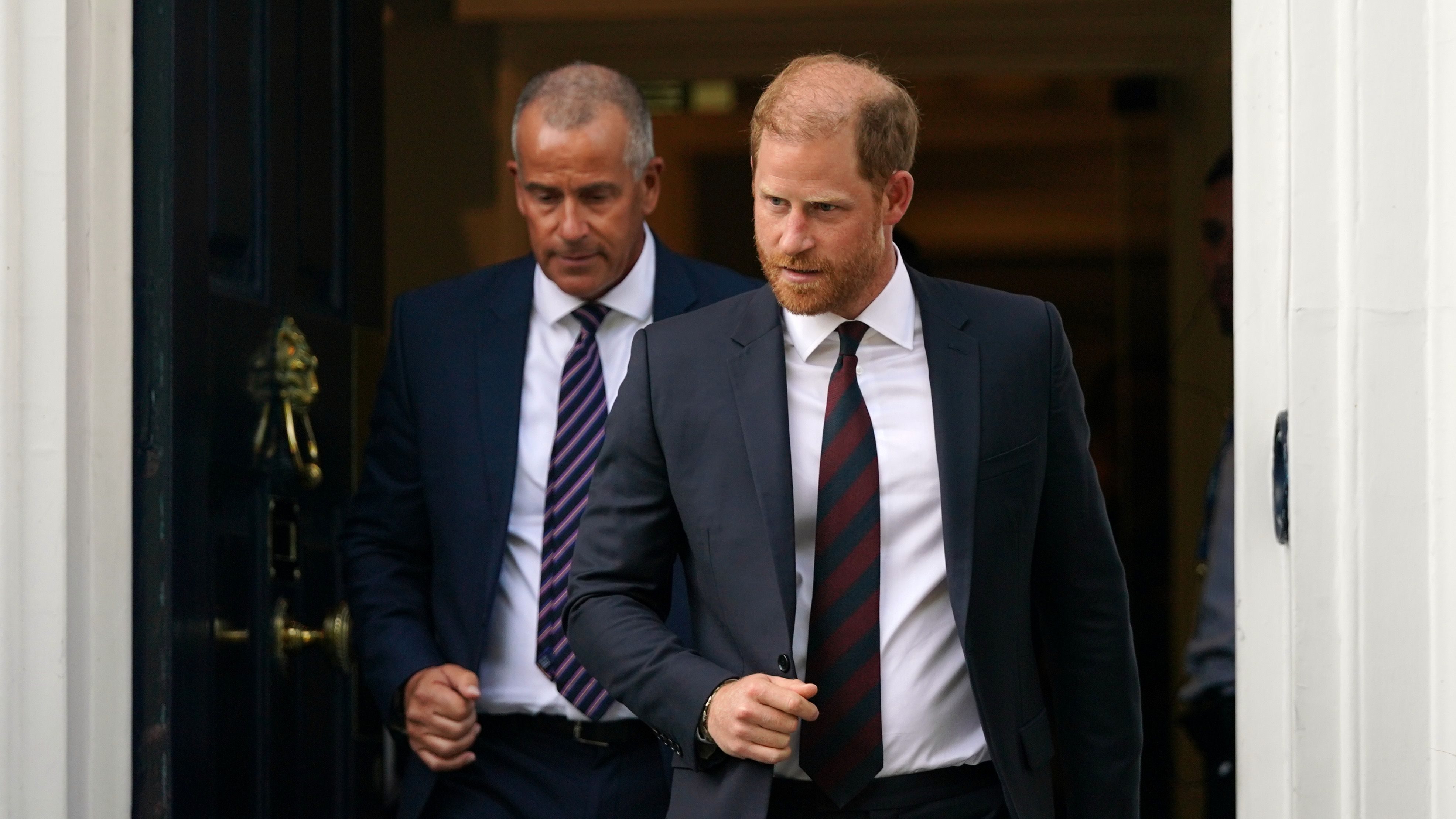 Prince Harry leaves Chatham House during a visit to the UK for a series of charity engagements in London.