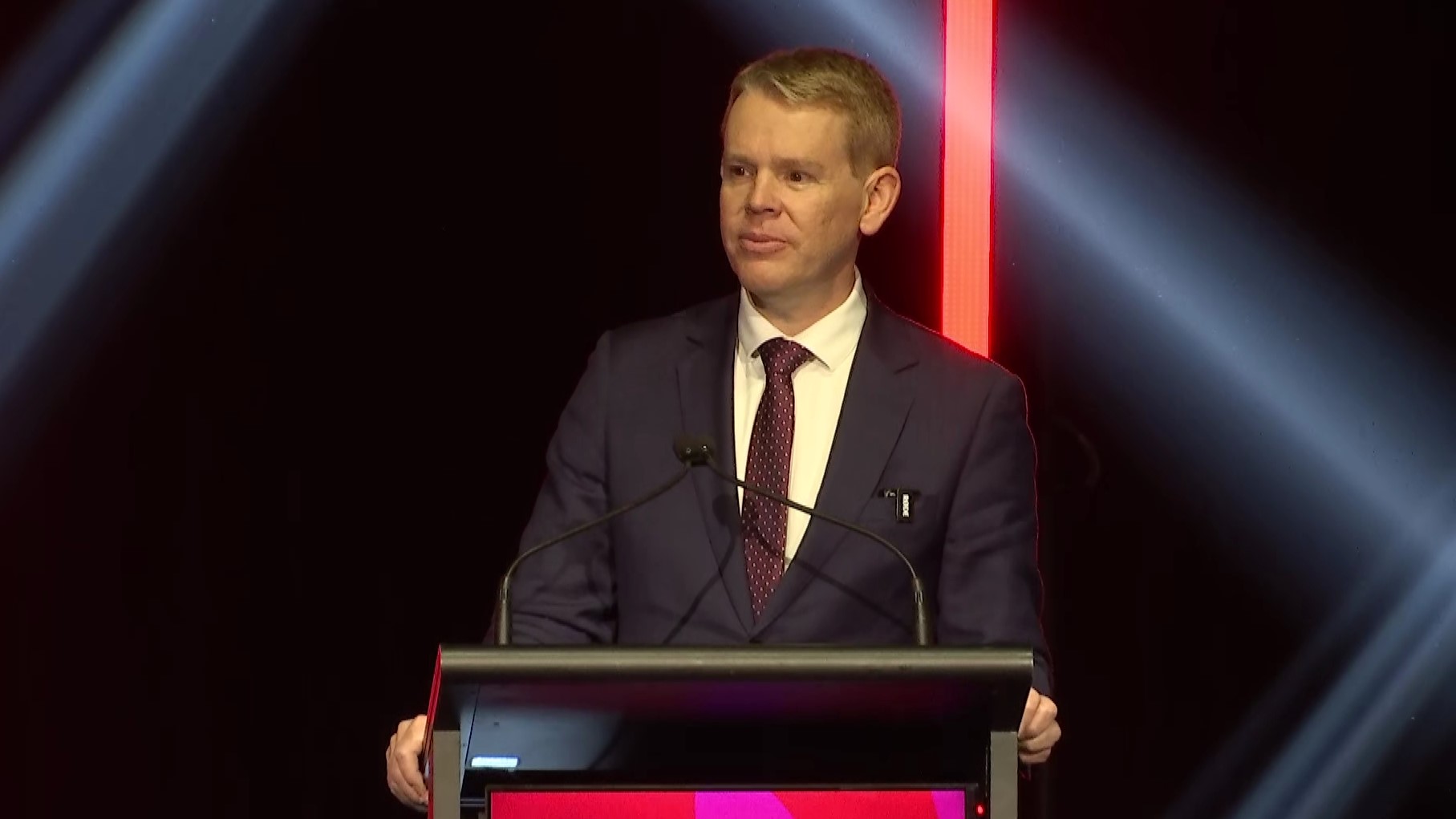 Chris Hipkins speaking from Labour's annual conference in Wellington. 