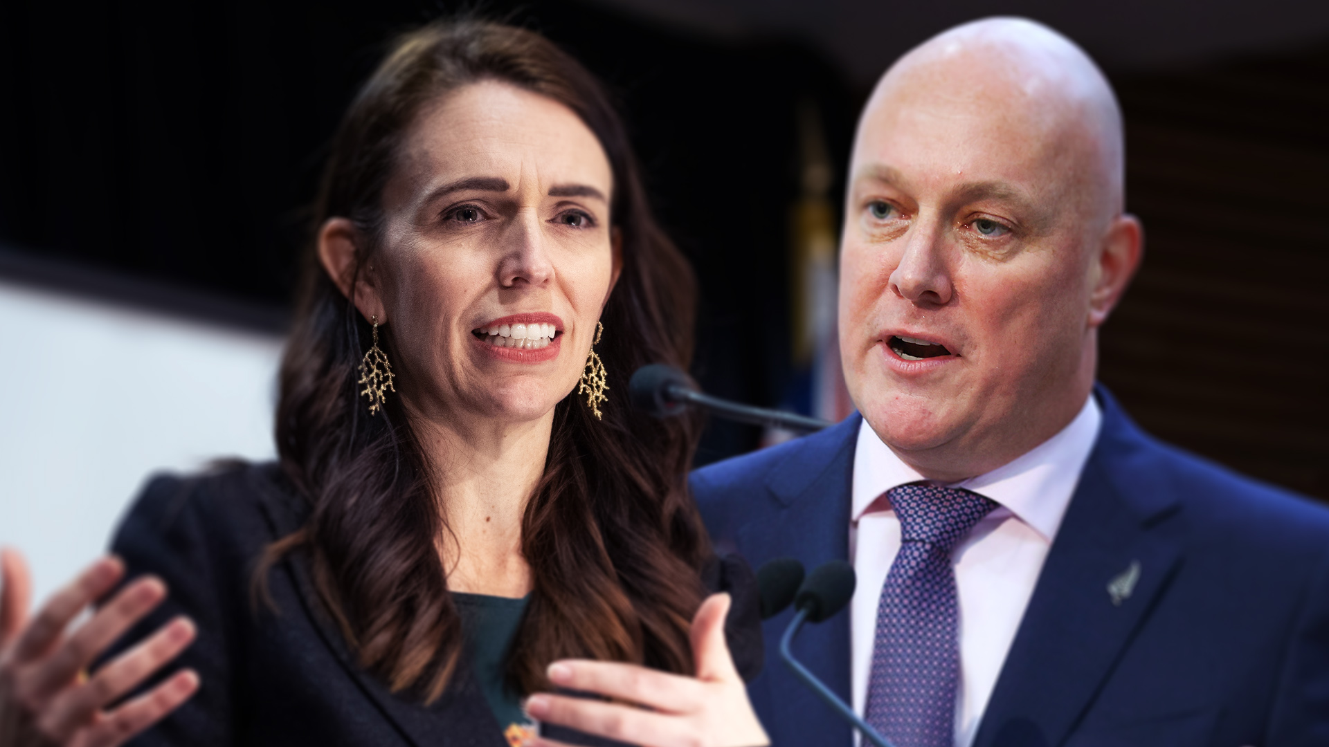 Prime Minister Jacinda Ardern and National leader Christopher Luxon.