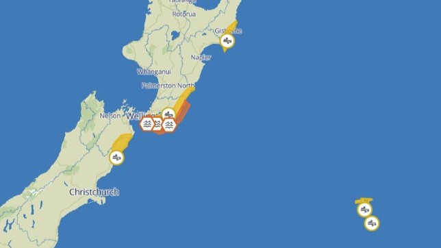 Southwest gales and large southwest swells for parts of eastern New Zealand, as well as the Chatham Islands.