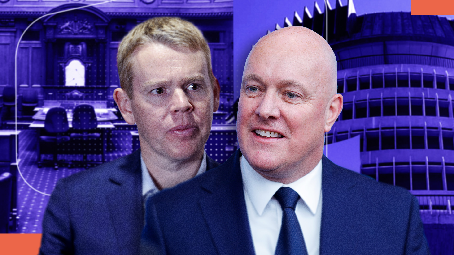 Labour leader Chris Hipkins and Prime Minister Christopher Luxon.