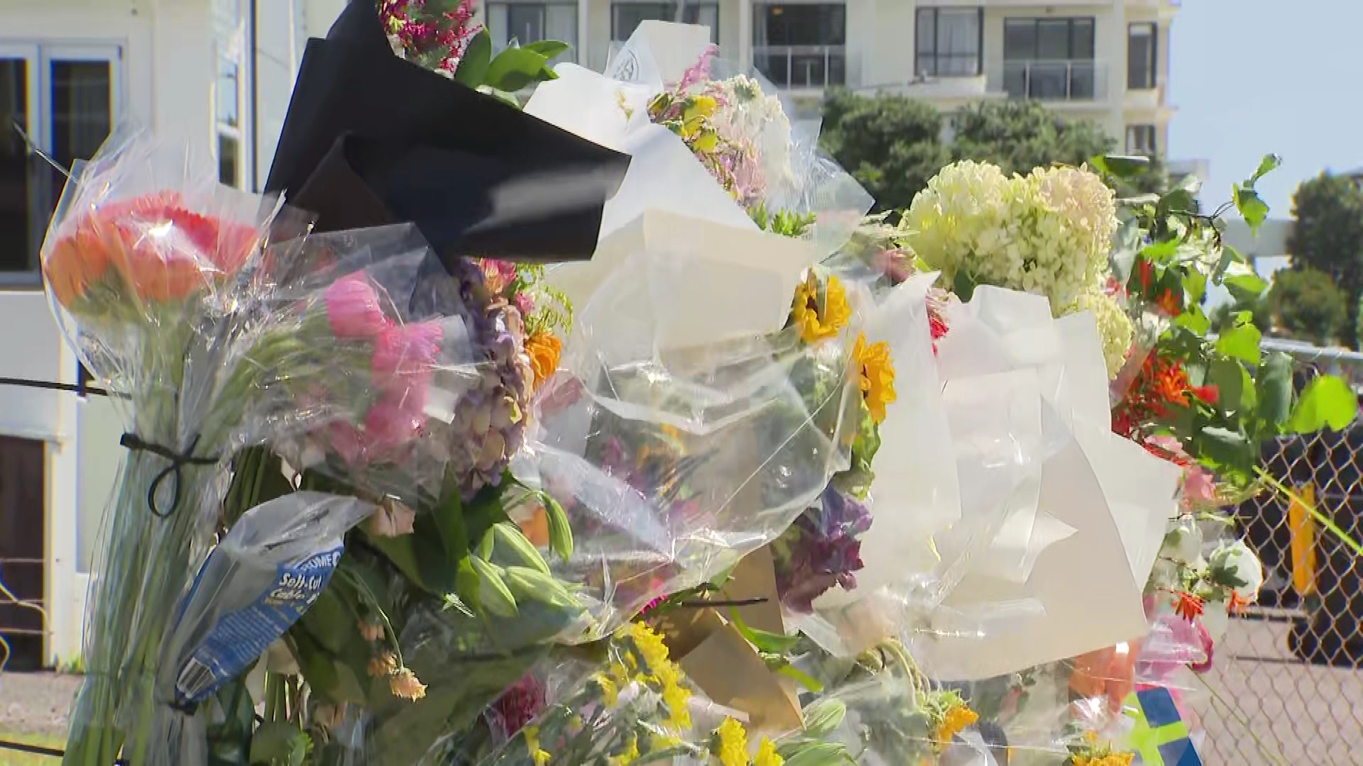 Flowers pictured in Mount Maunganui following the devastating landslide.