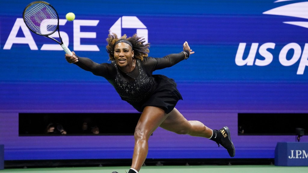 Serena Williams, of the United States, returns a shot to Anett Kontaveit, of Estonia, during the second round of the U.S. Open tennis championships, Aug. 31, 2022, in New York.