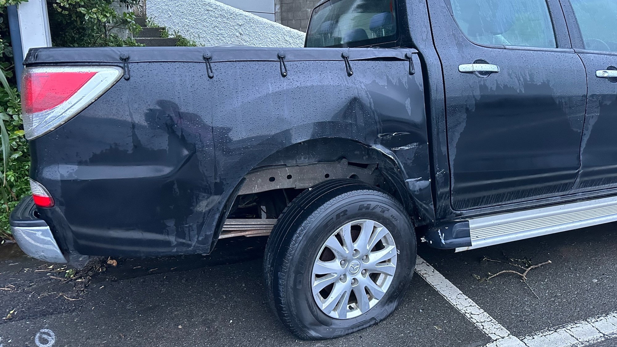 A car was damaged in the crash last night.