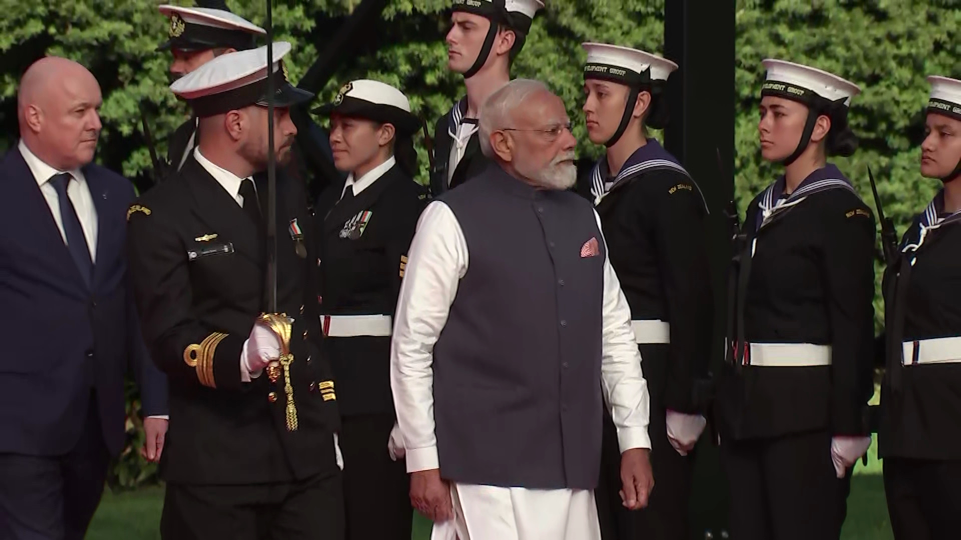 Indian Prime Minister Narendra Modi meets with Prime Minister Christopher Luxon at Government House.