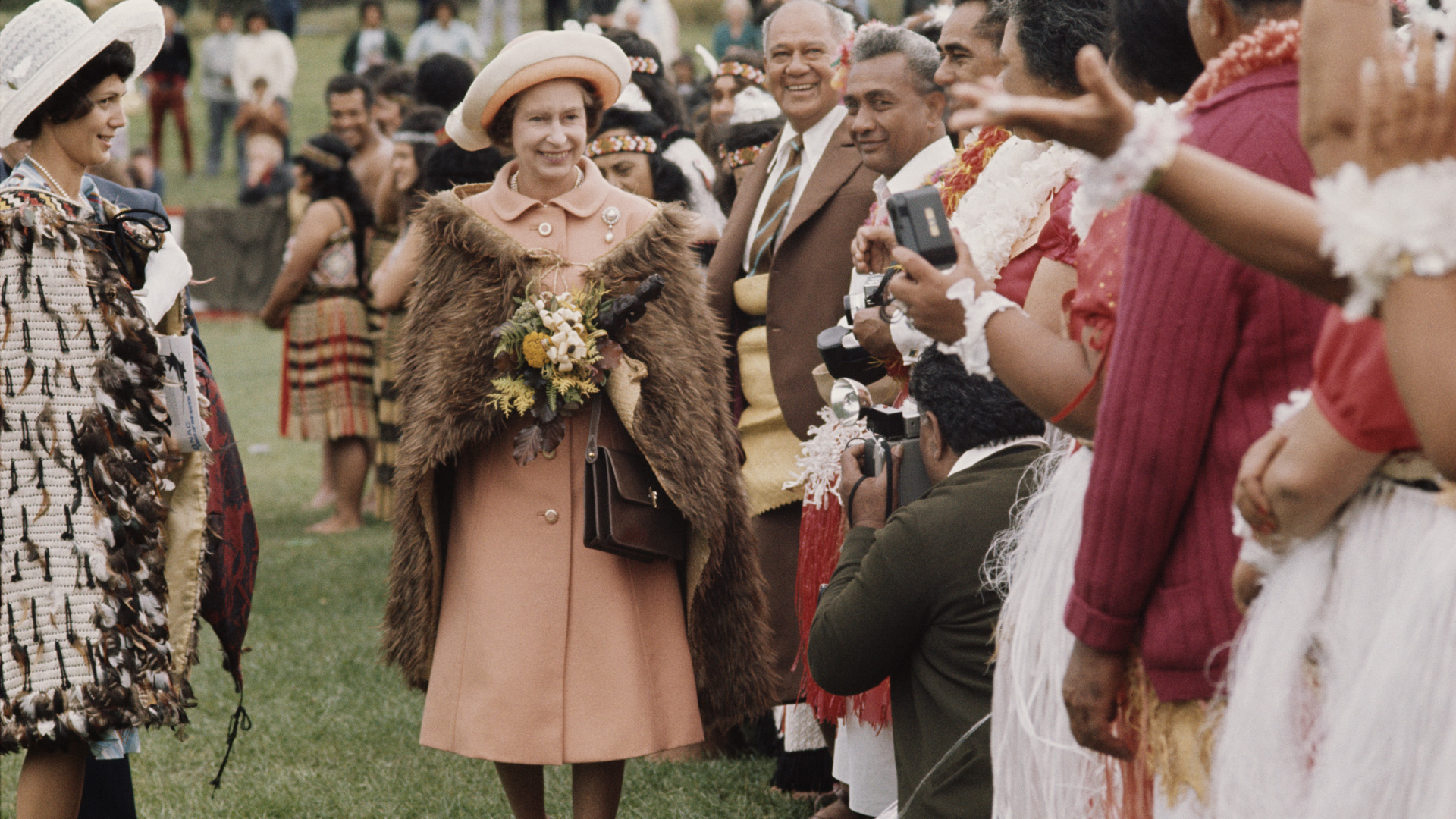 Queen Elizabeth II during her visit to New Zealand, 1977. 