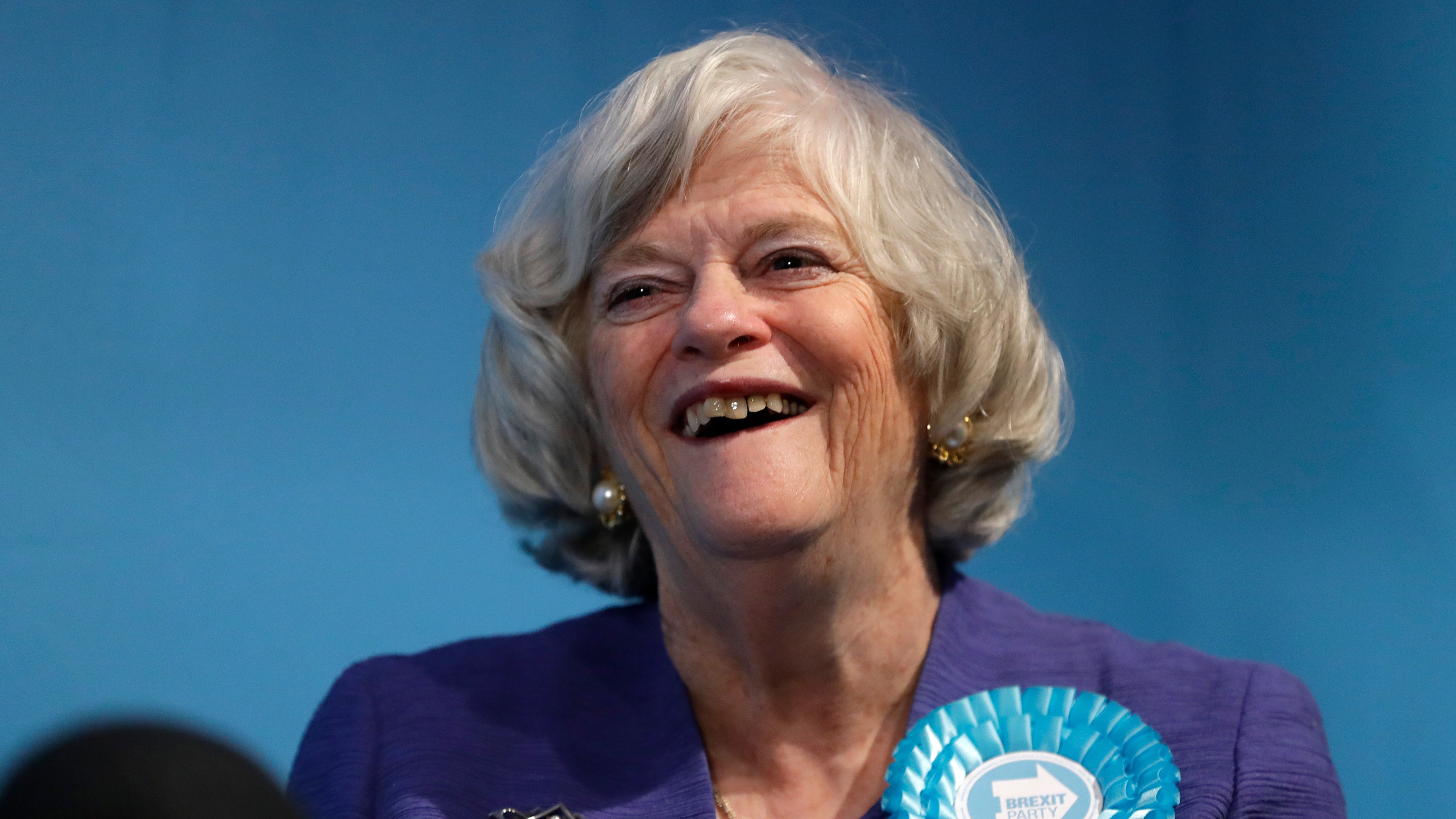 Ann Widdecombe, Brexit Party member, is interviewed after Nigel Farage, Leader of Britain's Brexit Party.