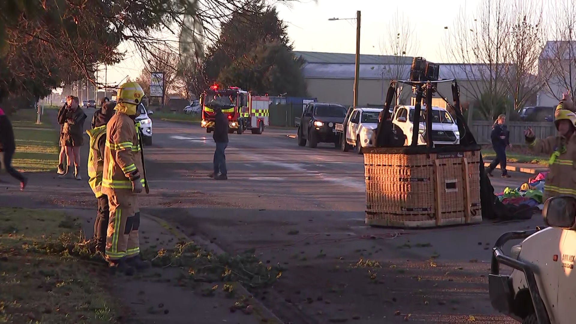Emergency services at the scene of a hot air balloon crash in Methven 
