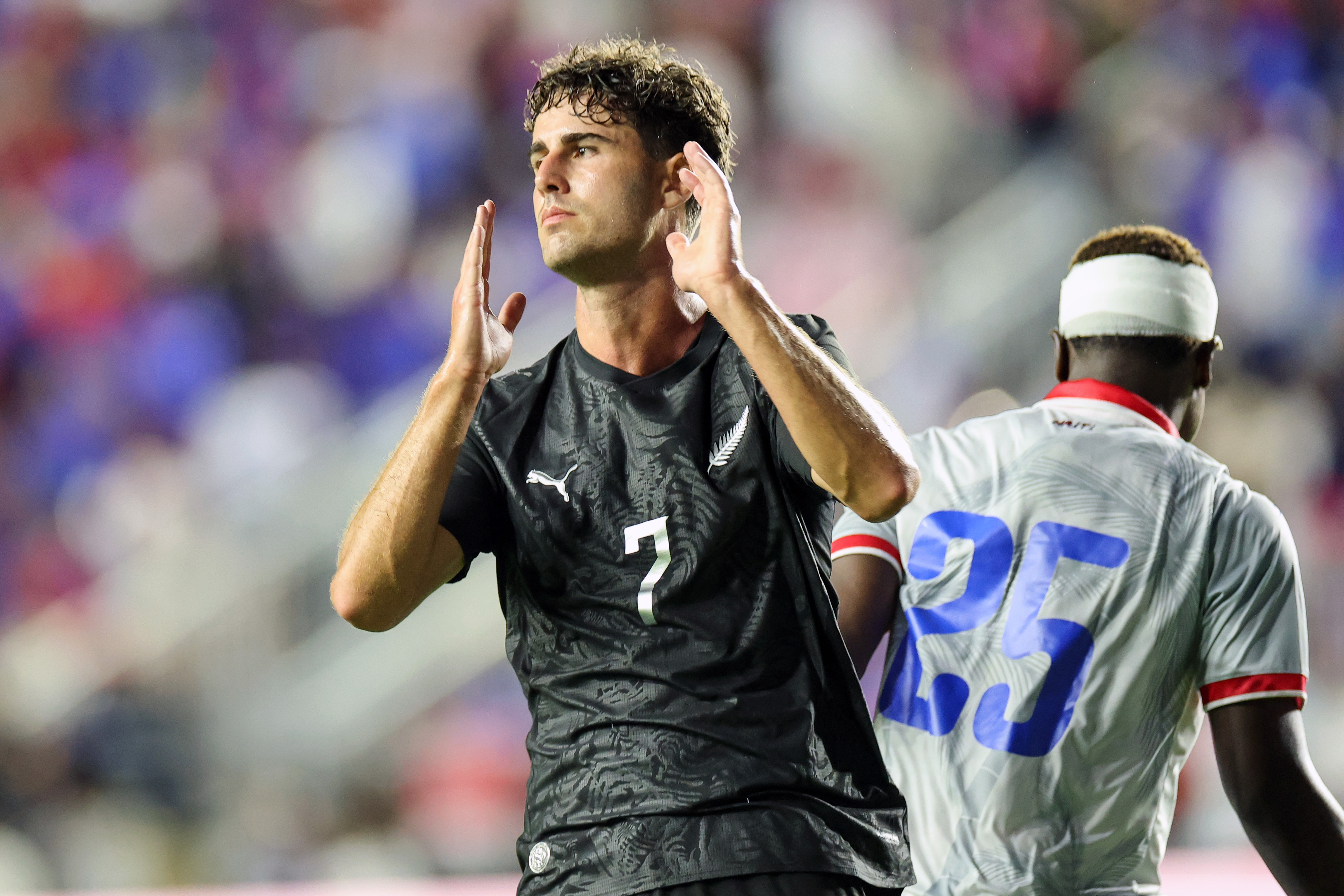 Matt Garbett of the All Whites against Haiti in Fort Lauderdale, Florida.