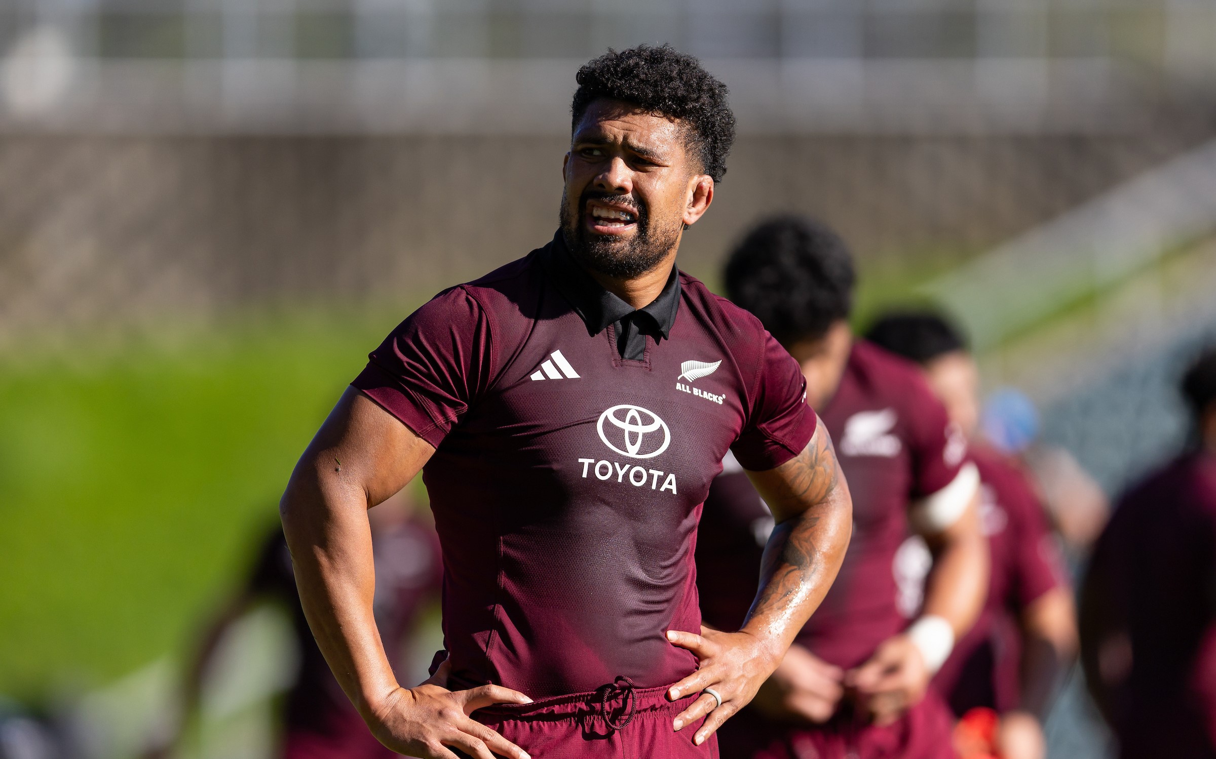 All Blacks captain Ardie Savea trains with the team.