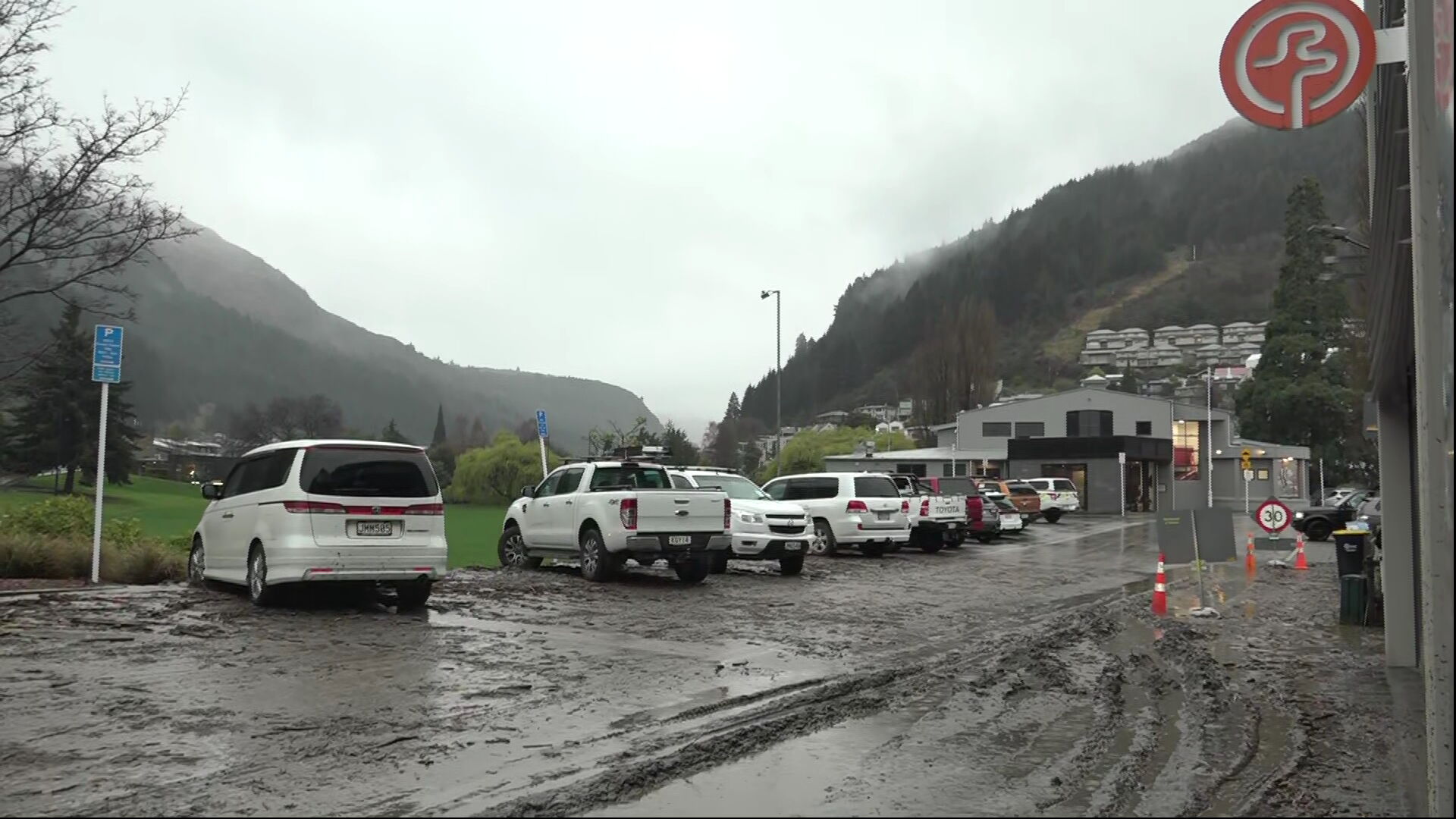 Debris from flooding in Queenstown 
