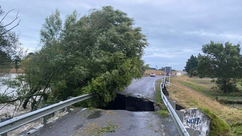 The Tūranganui River bridge near Lake Ferry has been damaged by flooding and is currently impassable.