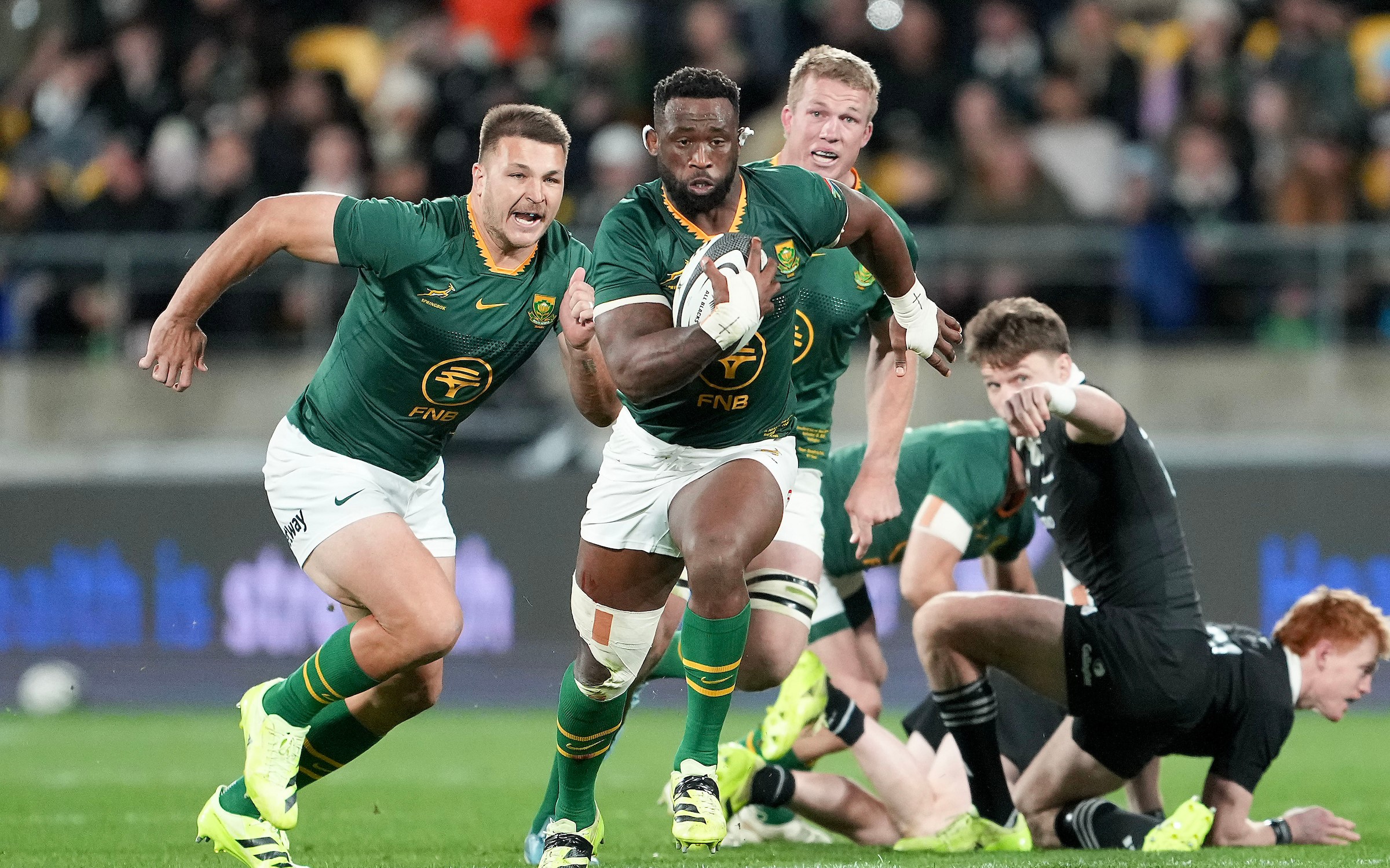 South Africa skipper Siya Kolisi makes a break against the All Blacks during their comprehensive win in Wellington in September.