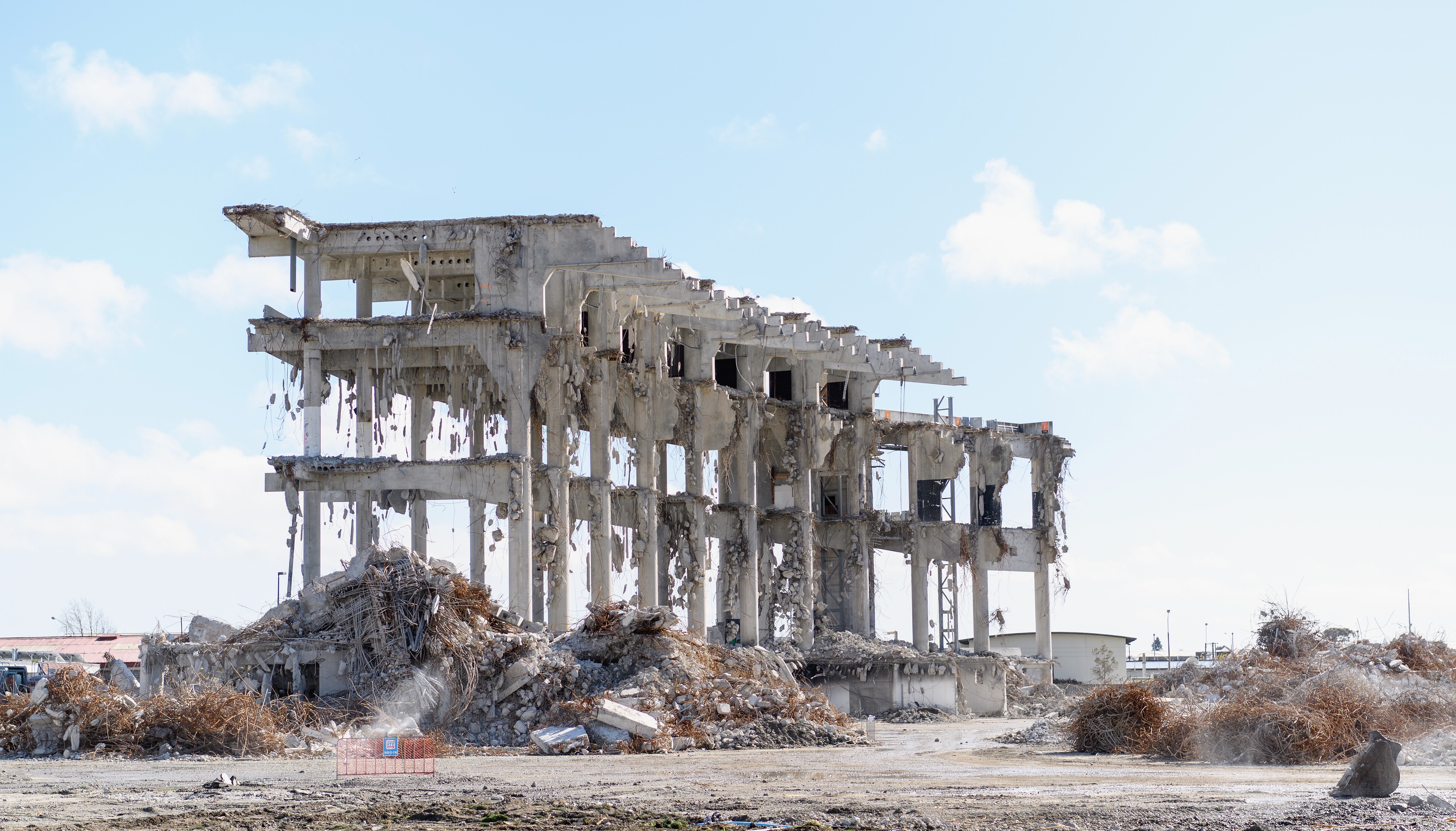 A stand during the demolition of Lancaster Park, pictured in 2019, looks like something from a post-apocalyptic movie.