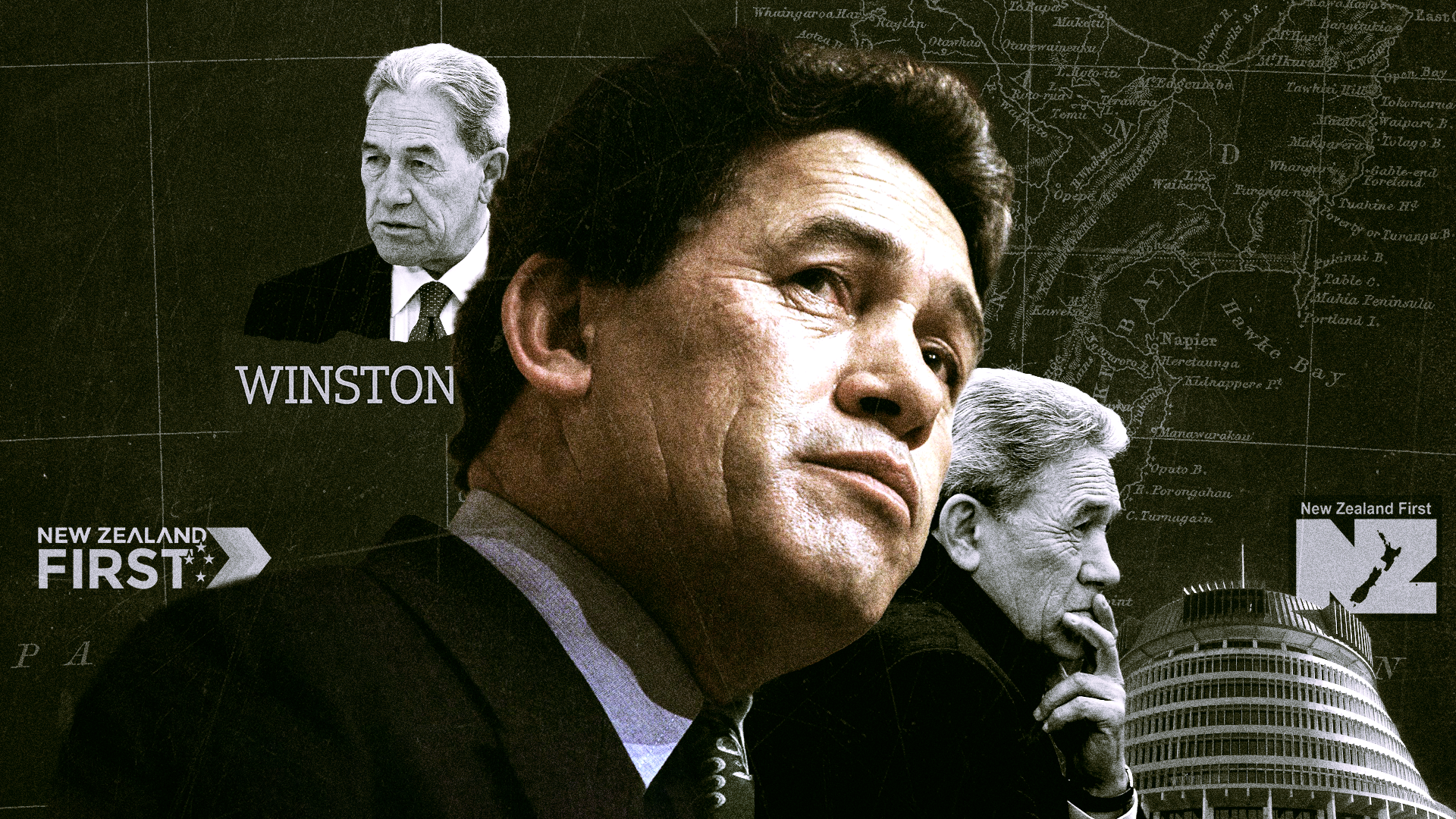 Illustration of Winston Peters through the years.