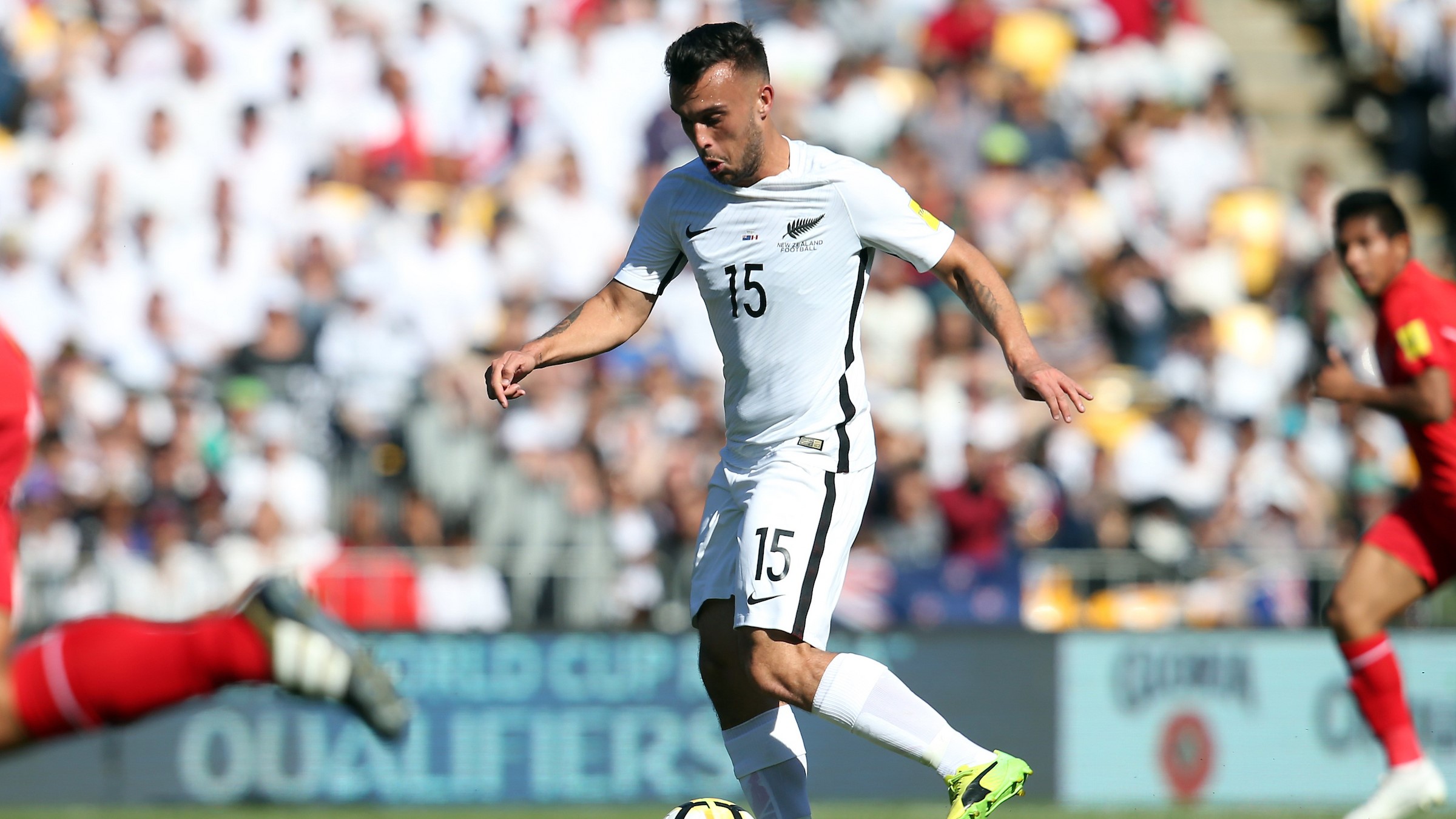 Clayton Lewis playing for the All Whites in 2017