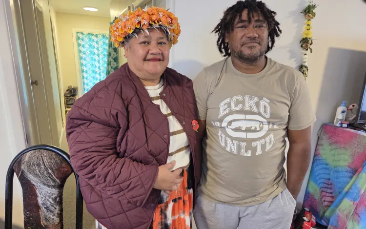 Apiuta Apiuta (R), who was lost at sea for a week, is reunited with his mother, Moekari Apiata Piei in Auckland.