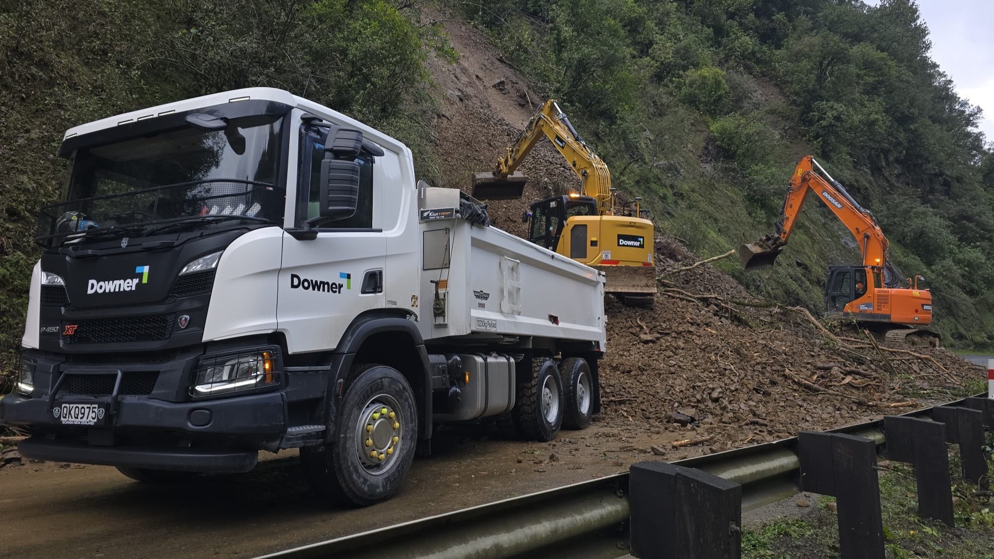 NZTA said crews were working to clear about 500 cubic metres of slip material from SH3 at the Awakino Gorge.