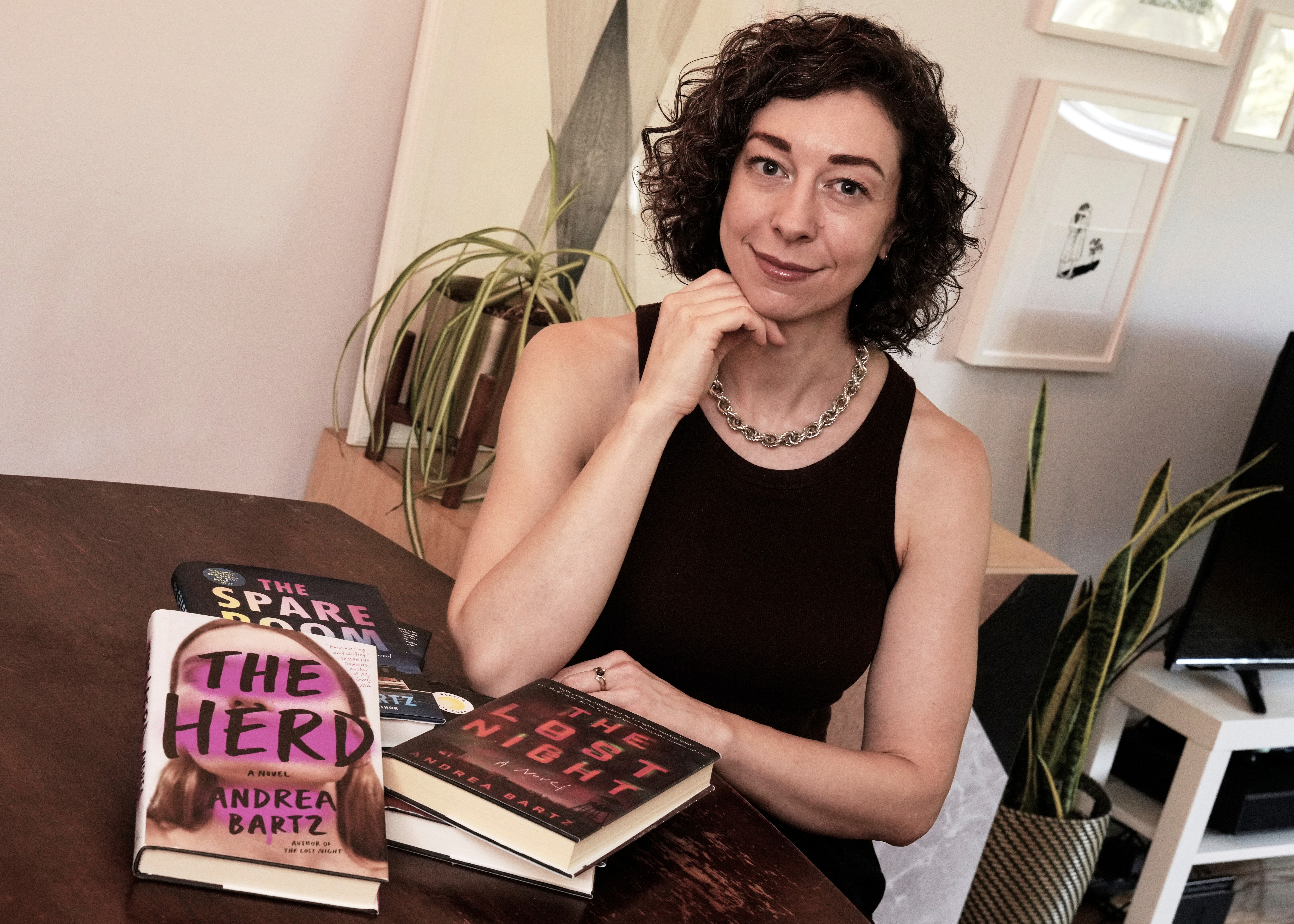 Thriller novelist Andrea Bartz is photographed in her home, in the Brooklyn borough of New York.