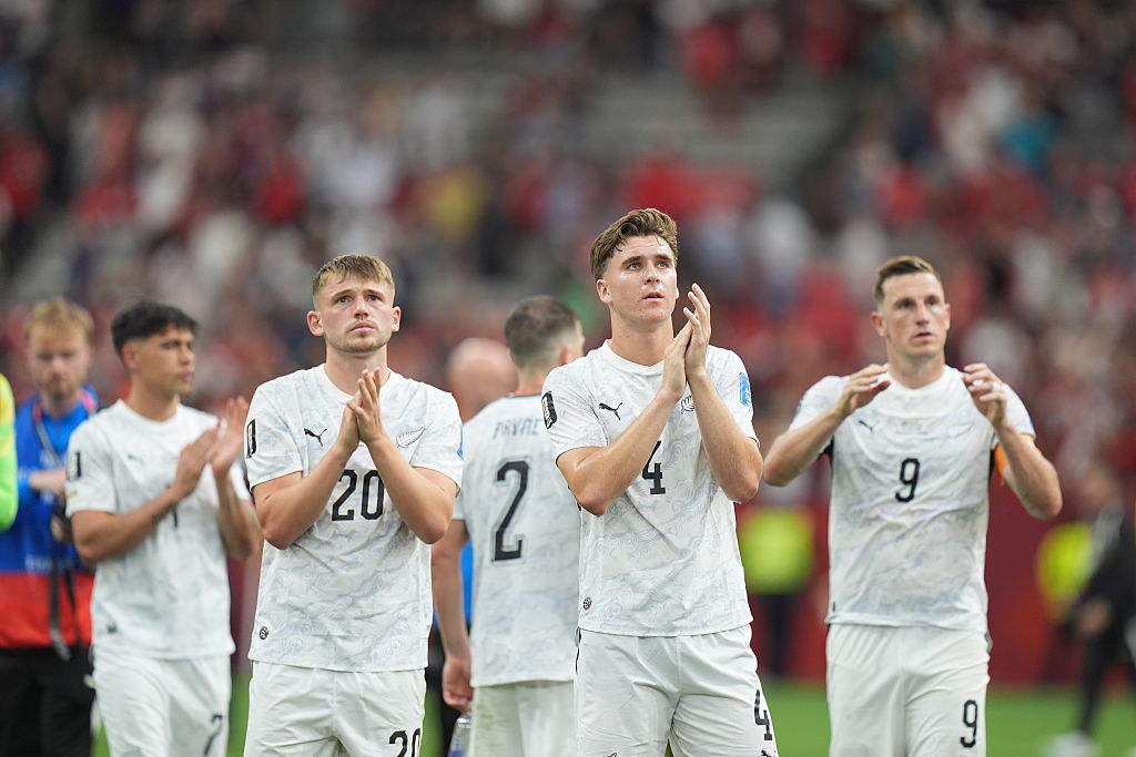 Players of New Zealand greet the fans after the 2026 FIFA World Cup Group G match between New Zealand and Egypt at BC Place Stadium in Vancouver, Canada, on June 21, 2026.