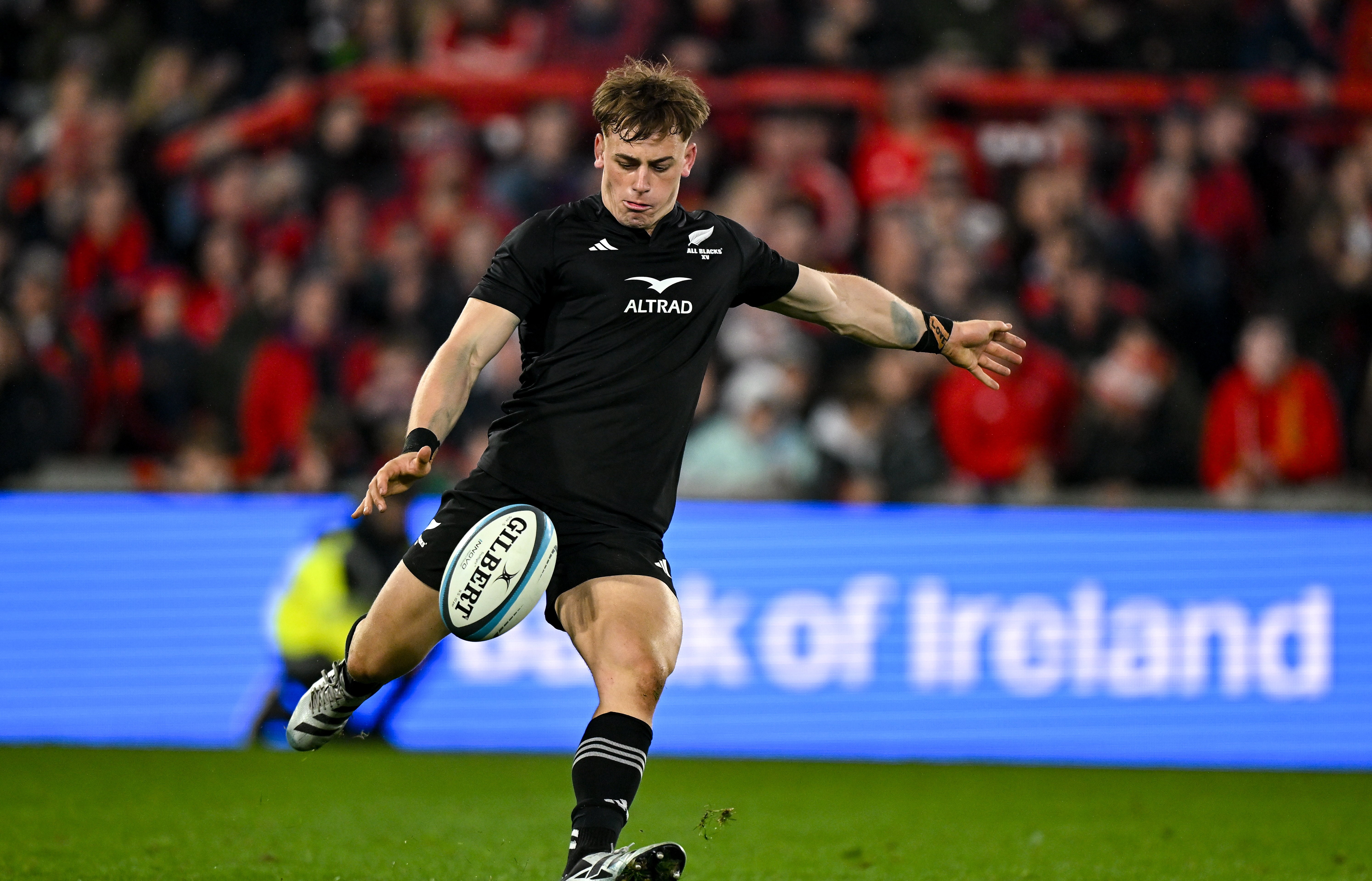 Ruben Love in action for the All Blacks XV against Munster last year.