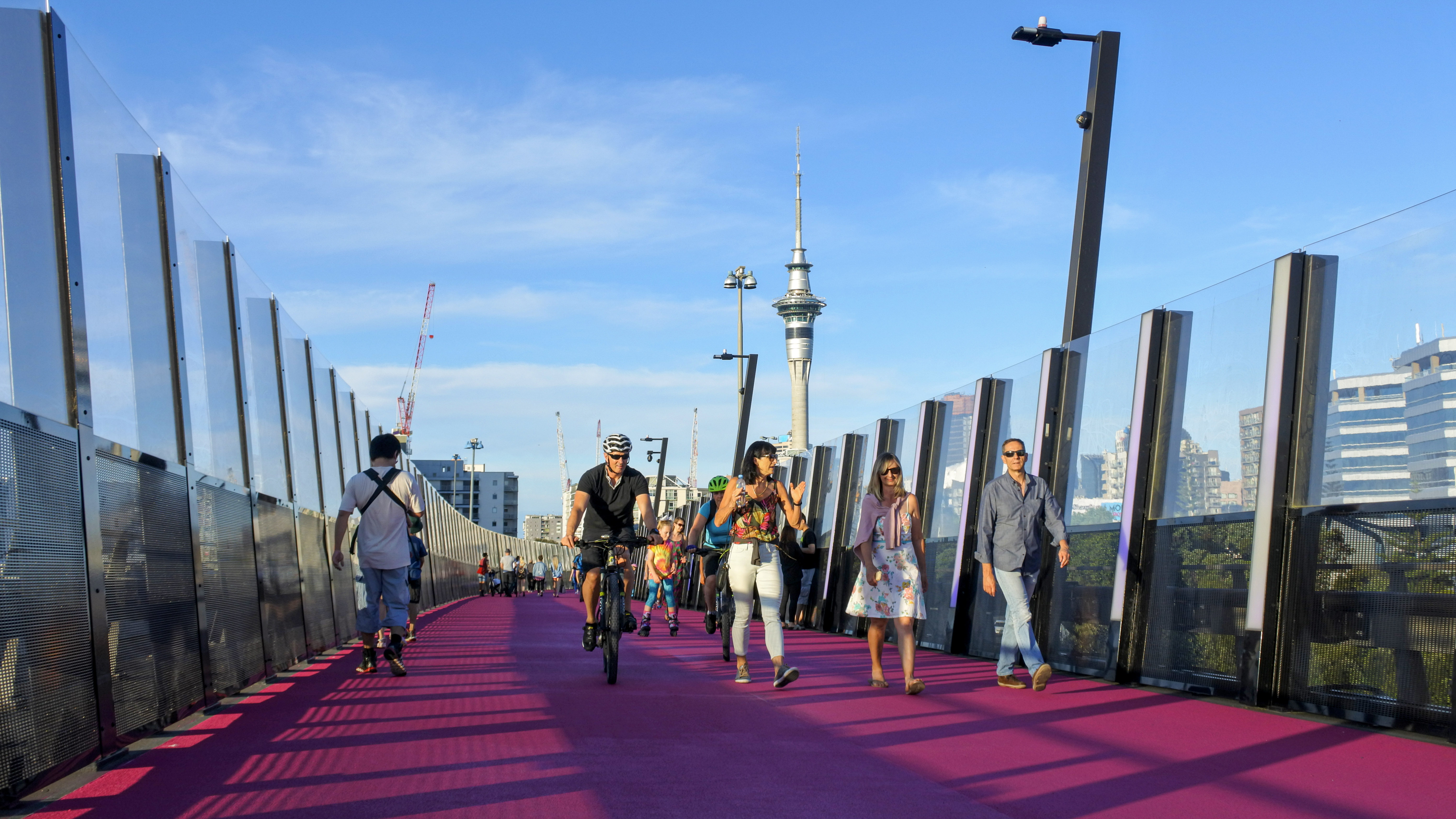 Auckland city centre skyline with pedestrians and cyclists (file image).