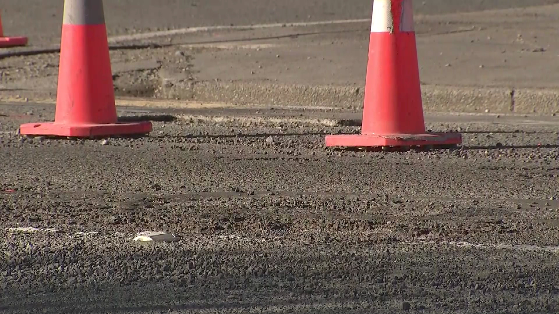 A one-kilometre stretch of State Highway 1 near Longbeach Rd south of Ashburton was riddled with more than 100 potholes.