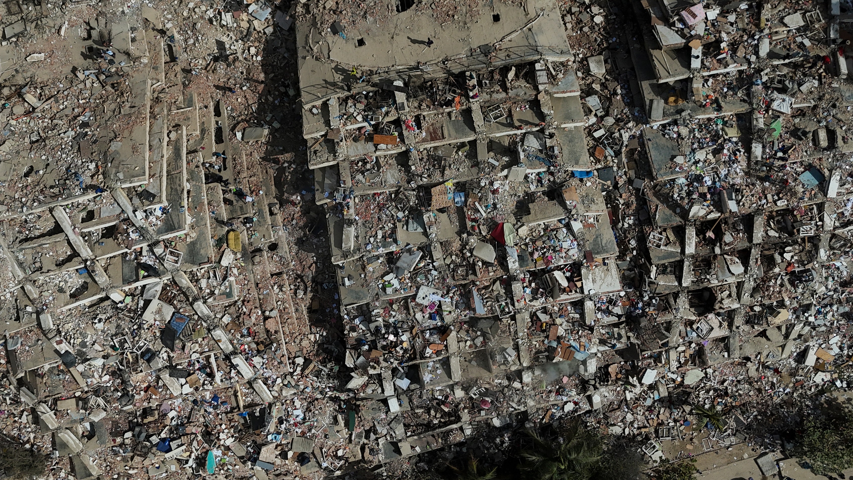 Damaged buildings are seen three days after earthquakes struck in La Guaira, Venezuela.
