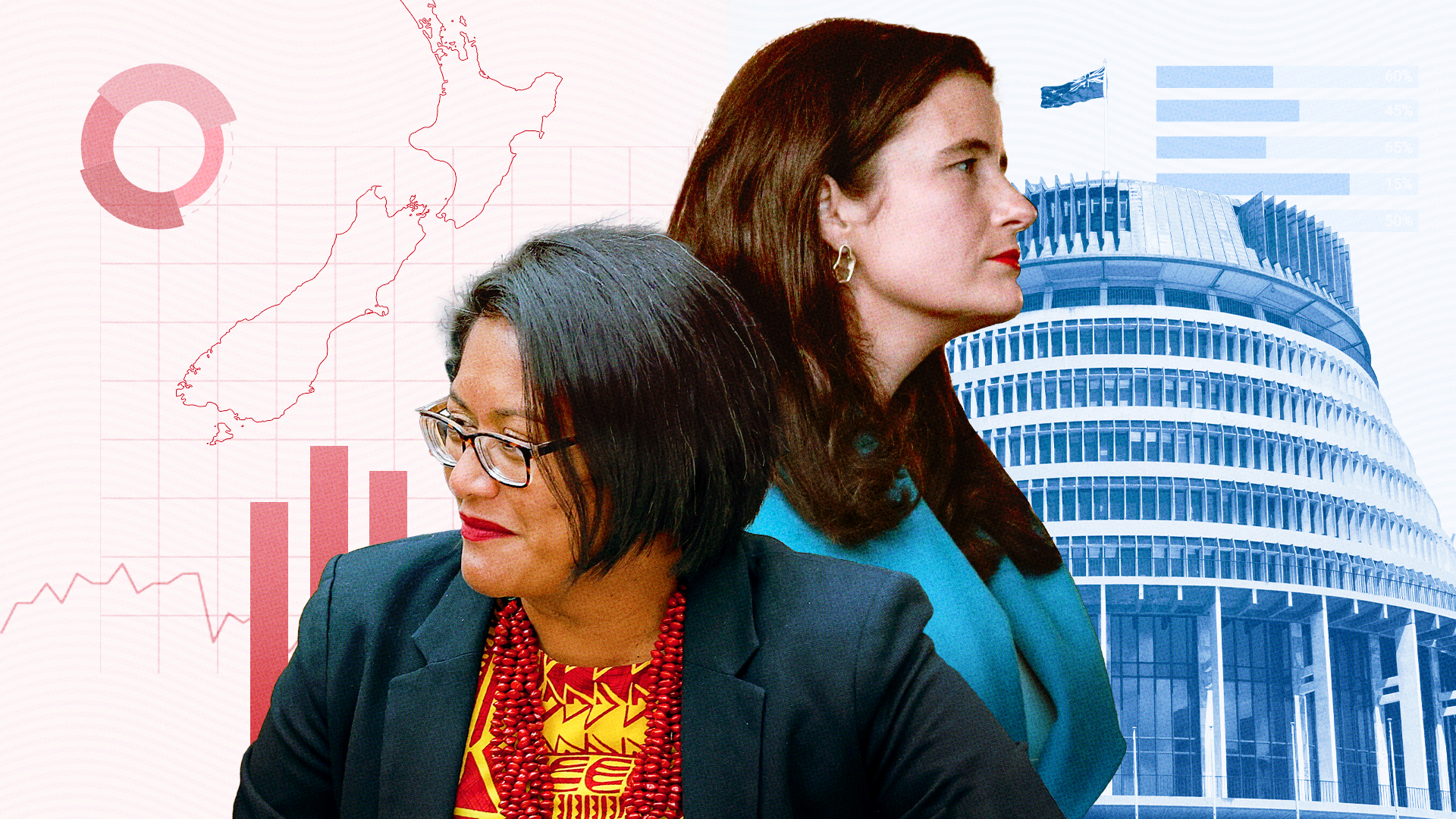 Finance Minister Nicola Willis and Labour finance spokesperson Barbara Edmonds. 1News Graphic /  Vania Chandrawidjaja