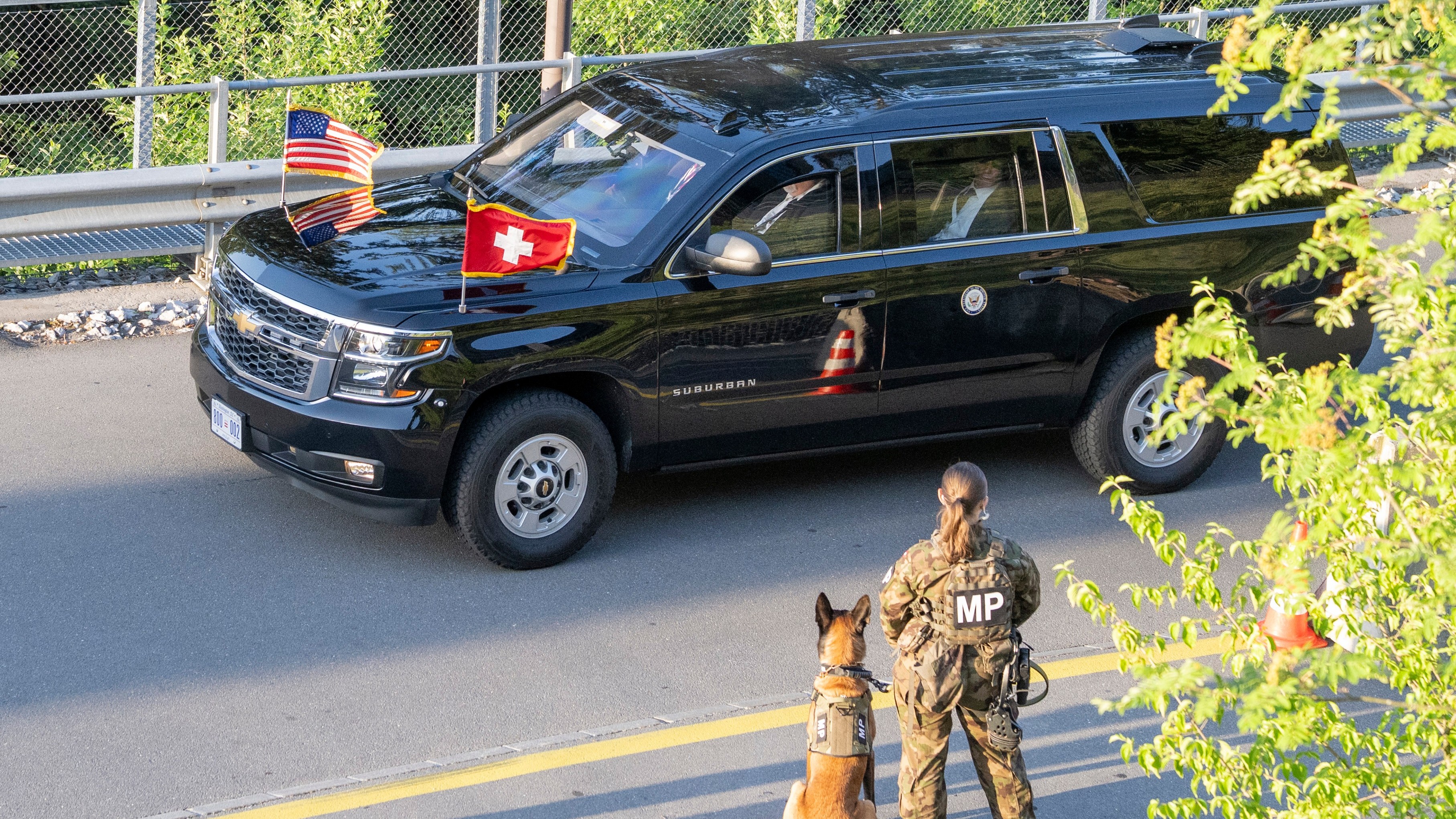 A convoy with U.S. Vice President JD Vance arrives at the Bürgenstock Resort in Obbuergen, near Lucerne, in Switzerland Sunday, June 21, 2026.