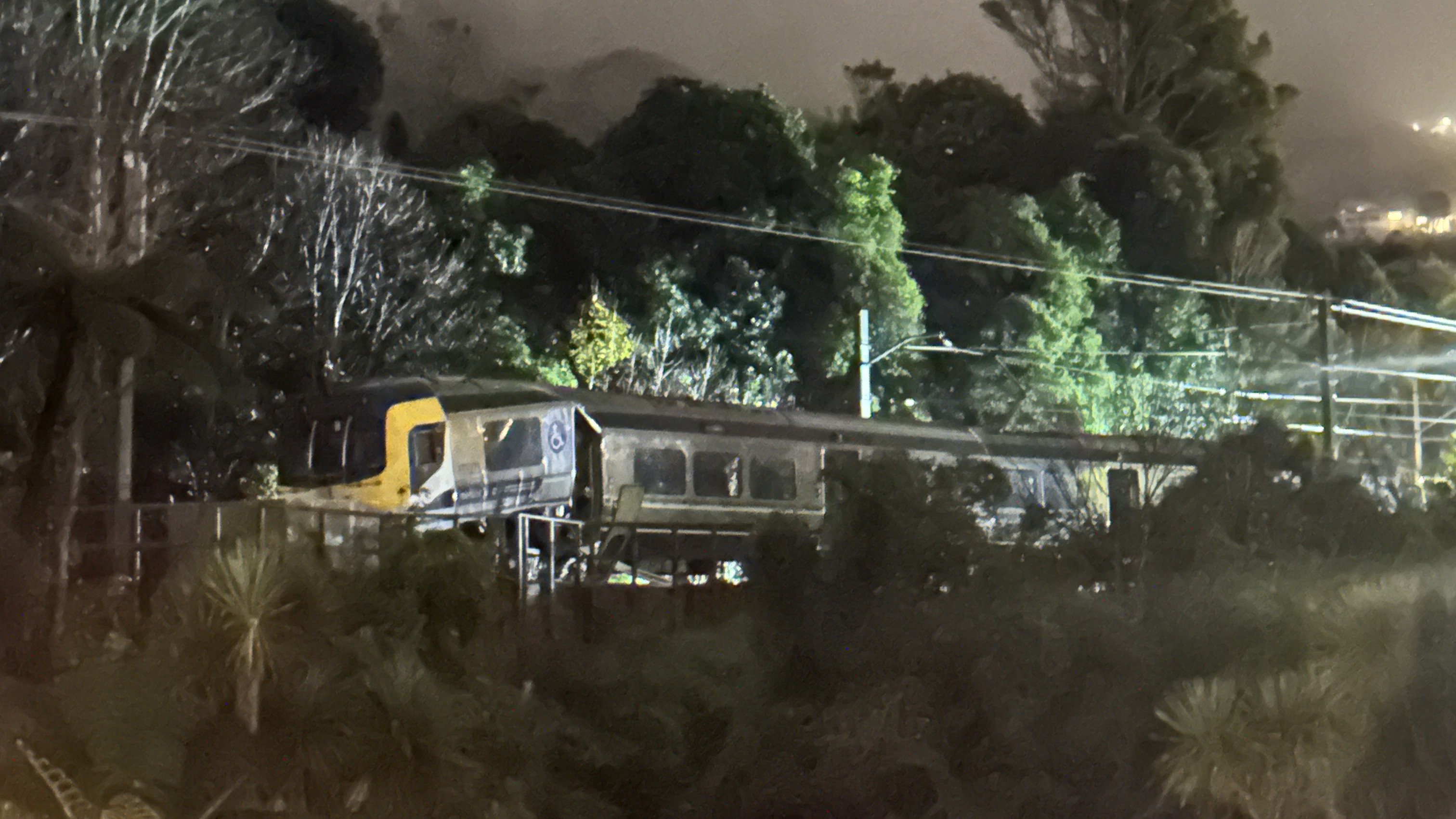 A train partially derailed north of Khandallah Station.