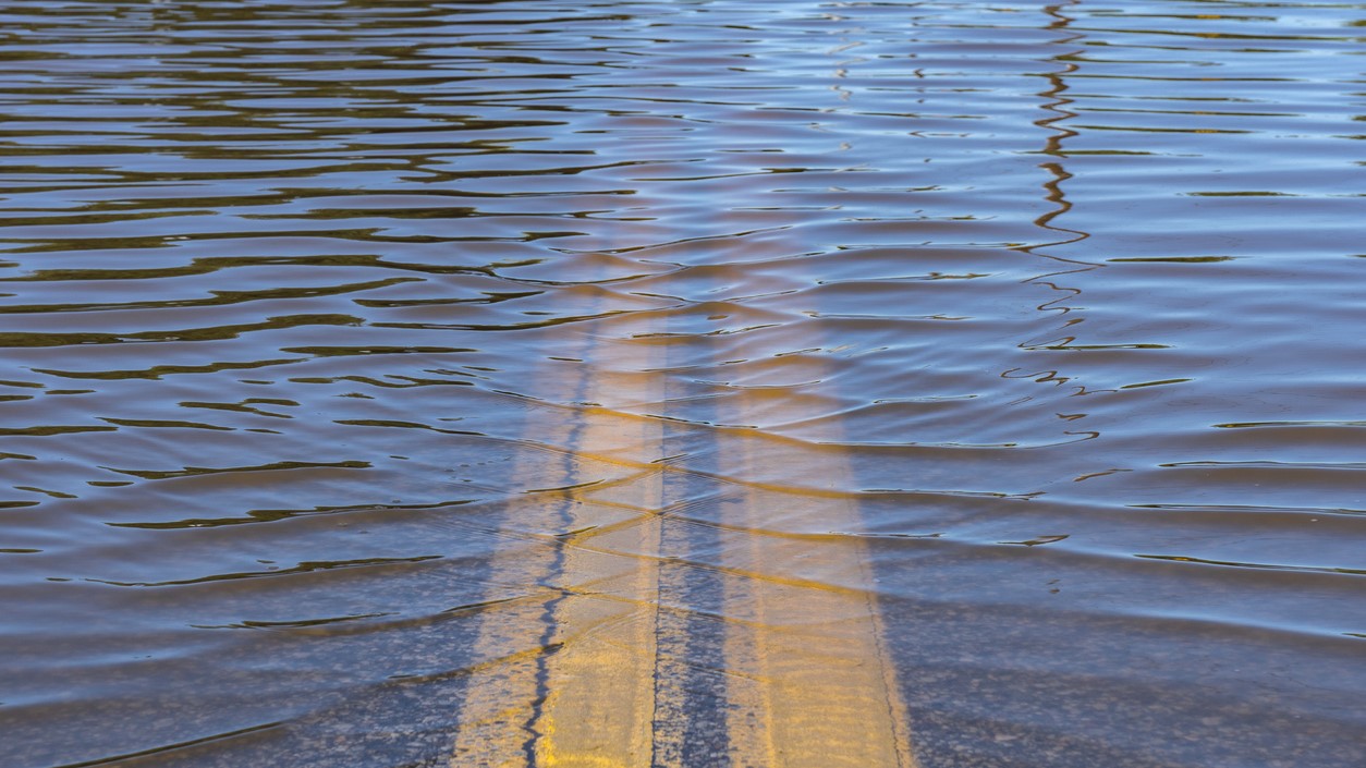 A generic image of a flooded road. 