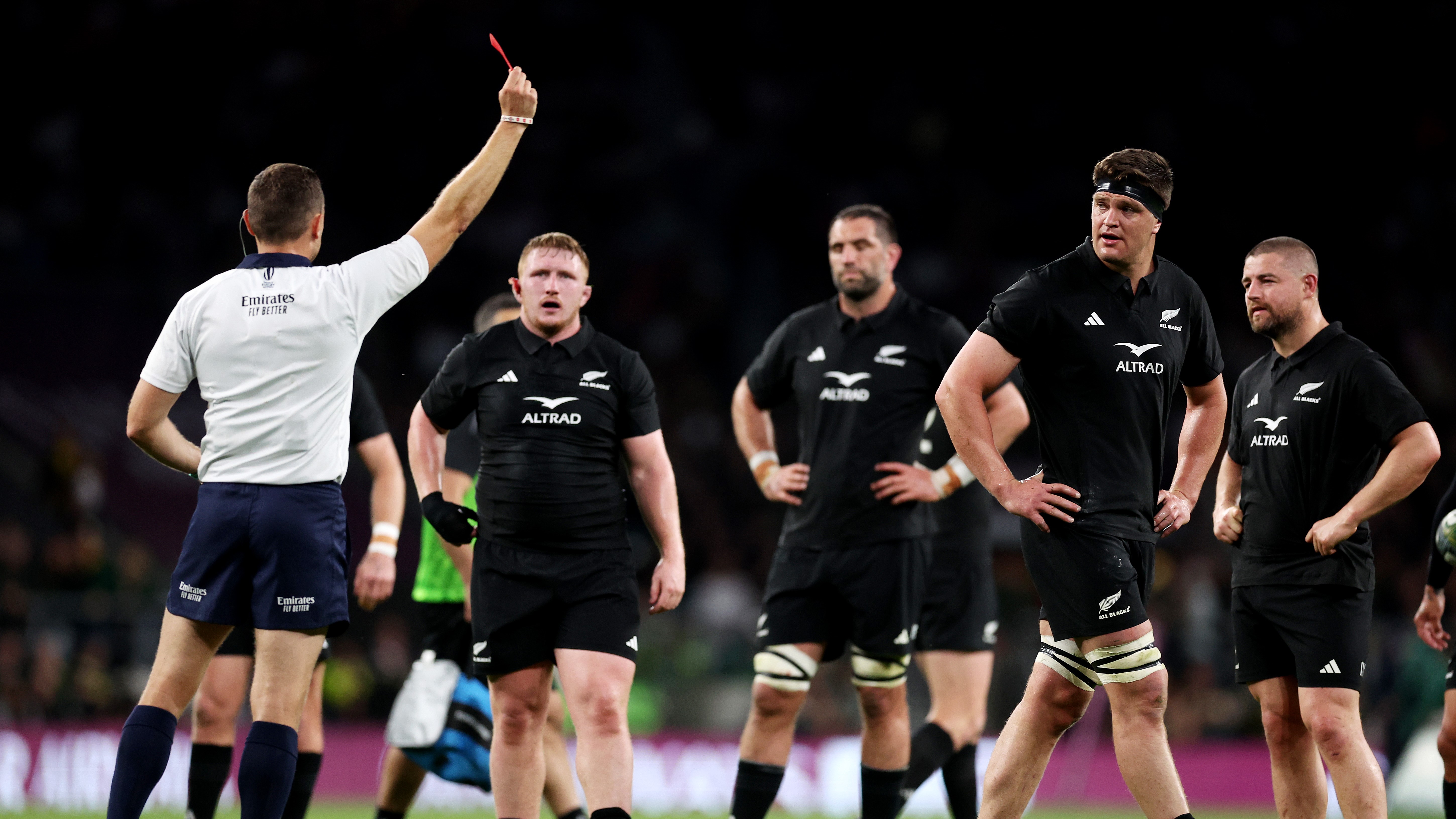 Scott Barrett is red-carded against the Springboks.