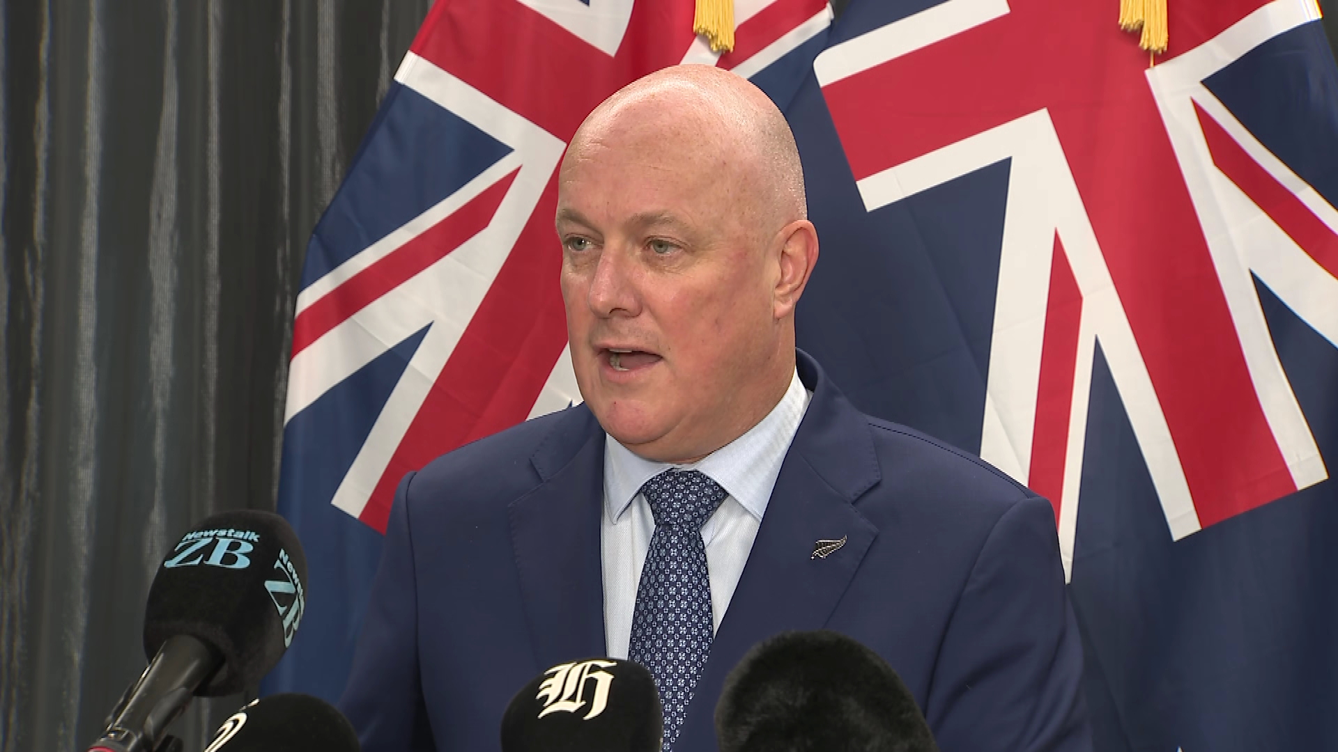 Christopher Luxon speaks to media.