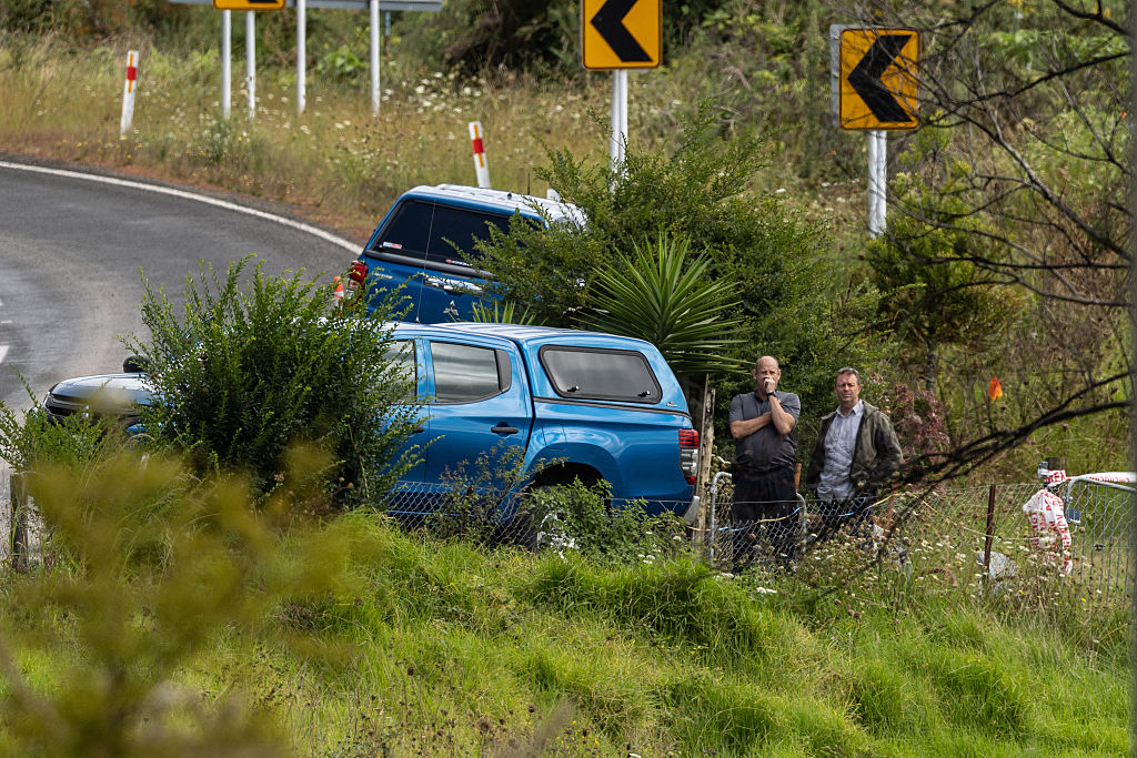 Authorities at the scene of a fatal dog attack in Kaihu, Northland 