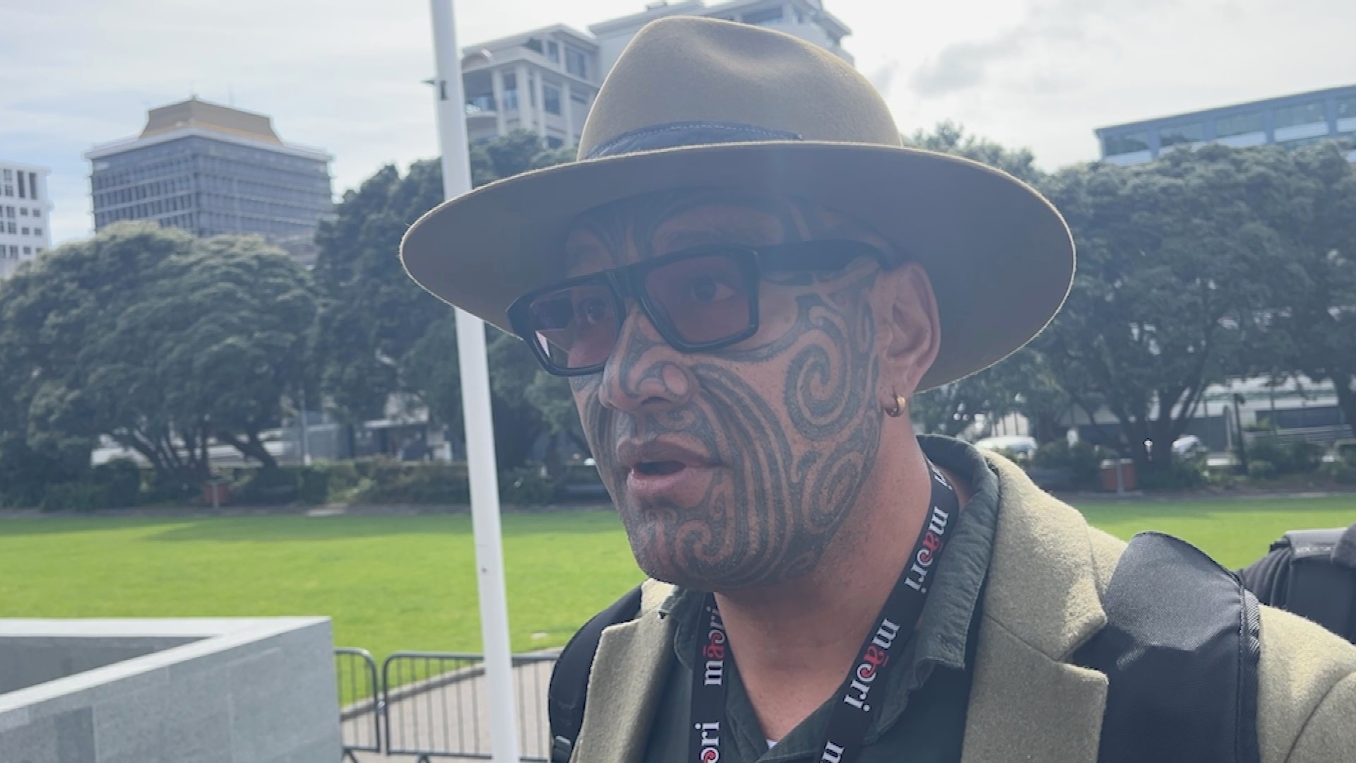 Rawiri Waititi speaks to media outside Parliament in November 2025.