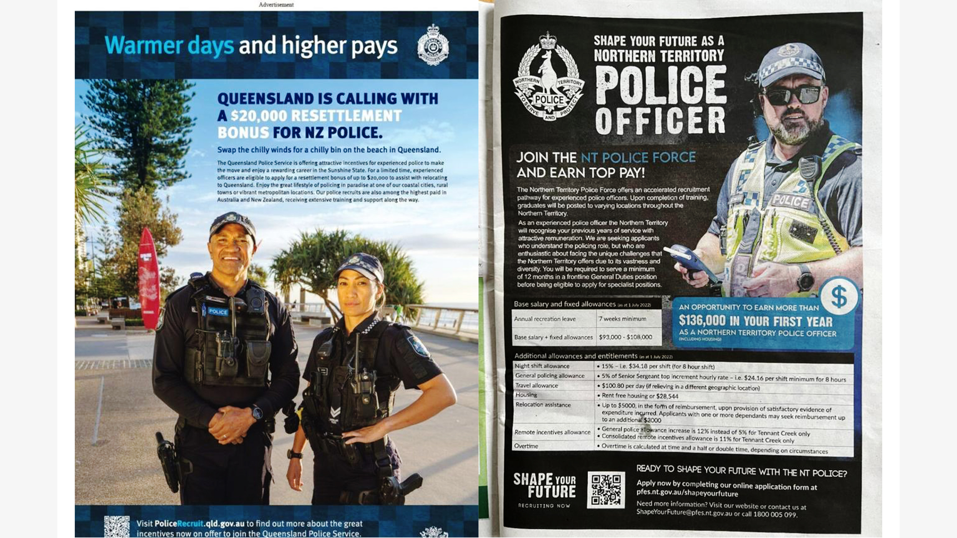 Australian police forces are targeting New Zealand police officers.