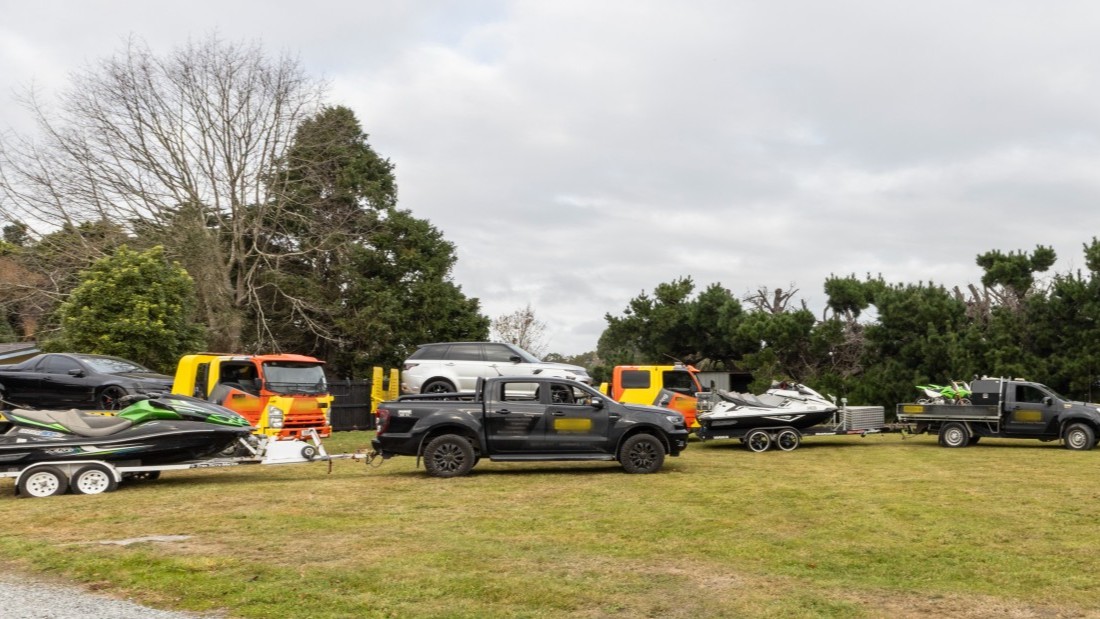 27 vehicles including jet skis, motorbikes and caravans were among the assets seized by police.
